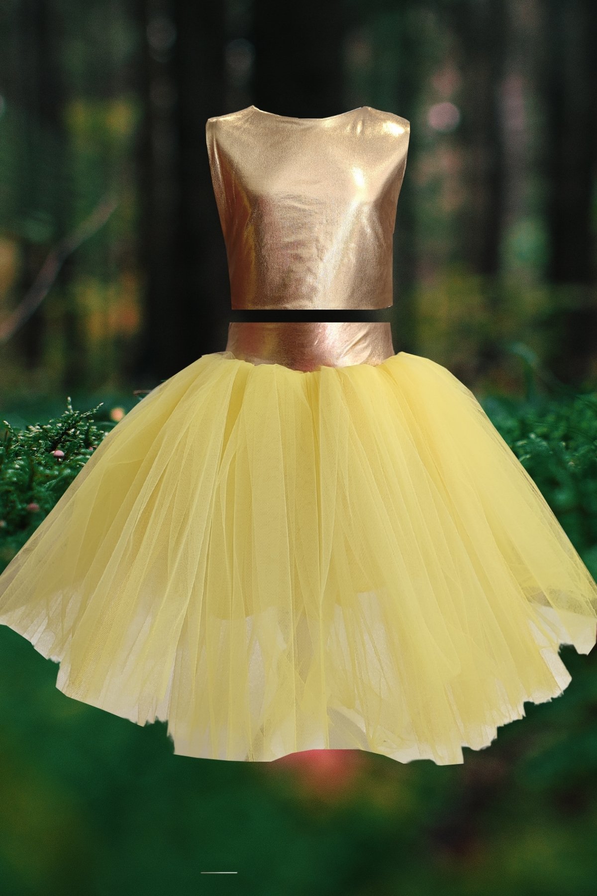 Girl’s Tutu Skirt & Crop Top Set - Gold