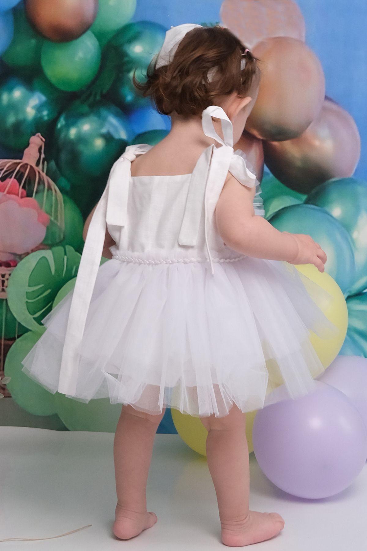 Mono de Bebé con Corazón, Vestido de Tul y Diadema para Niña