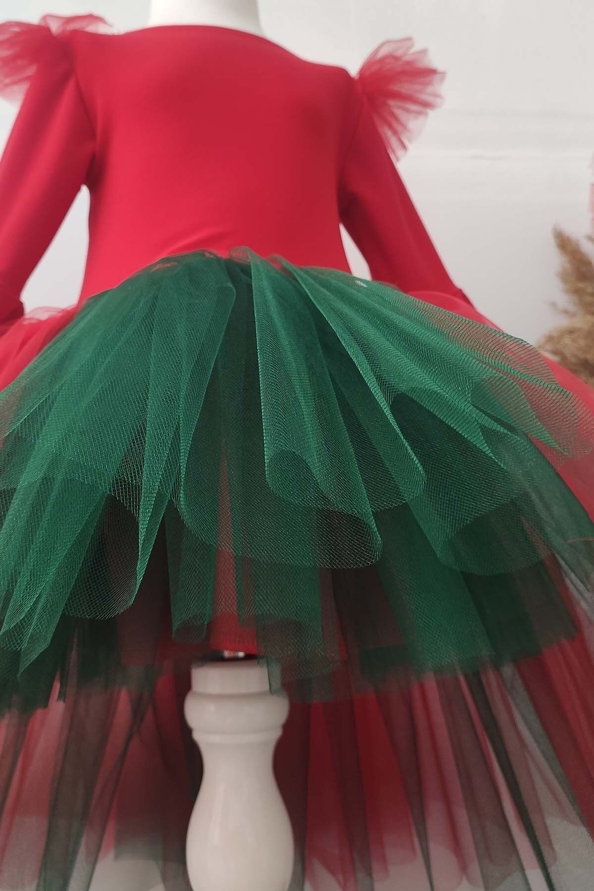 Girl's Asymmetric Tutu Christmas Dress