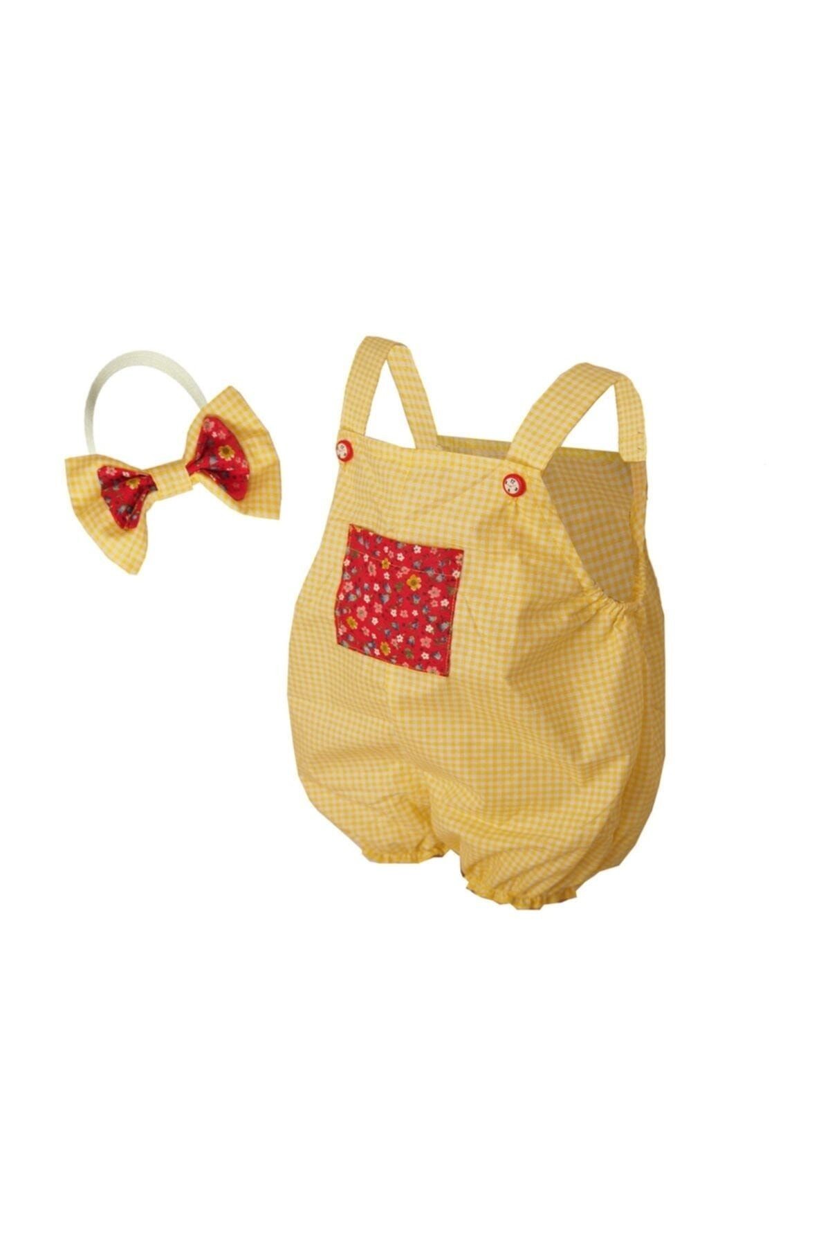 Baby Girl Yellow Romper & Bandana Set