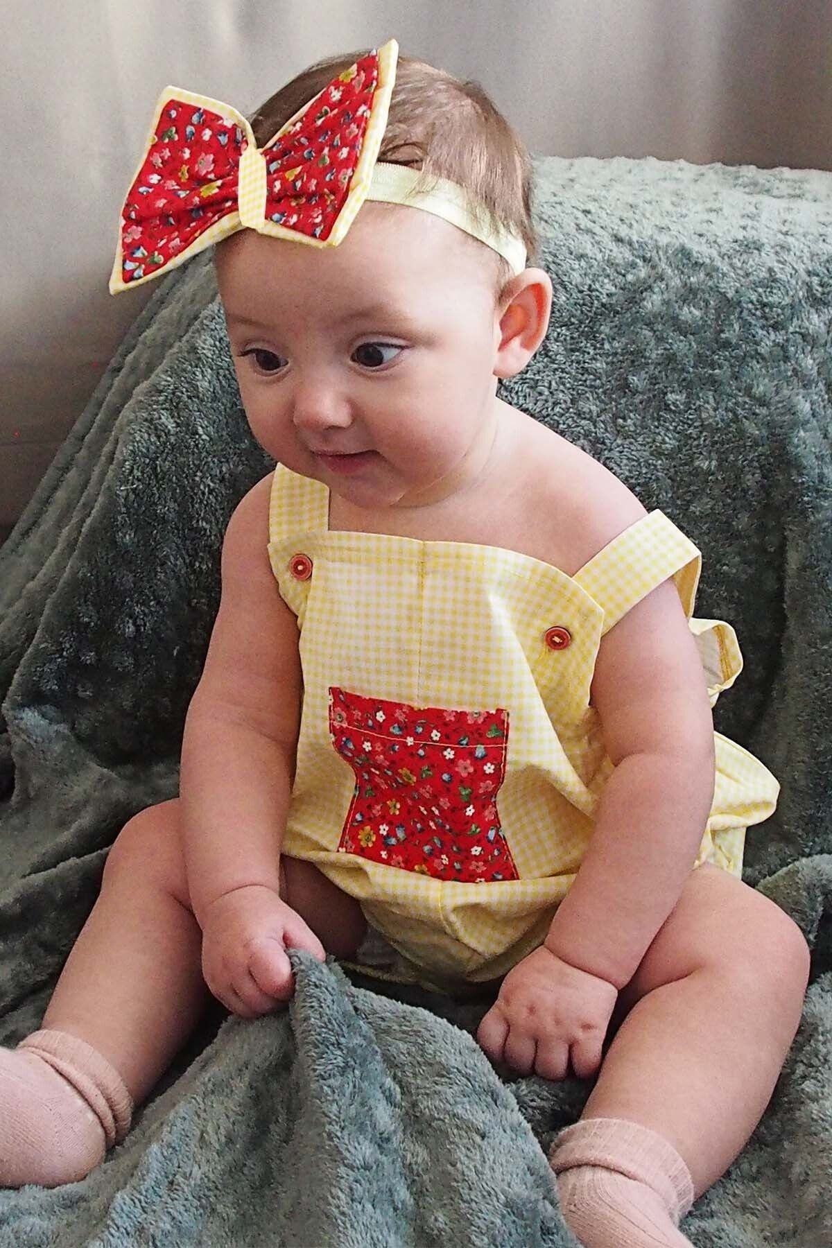 Baby Girl Yellow Romper & Bandana Set