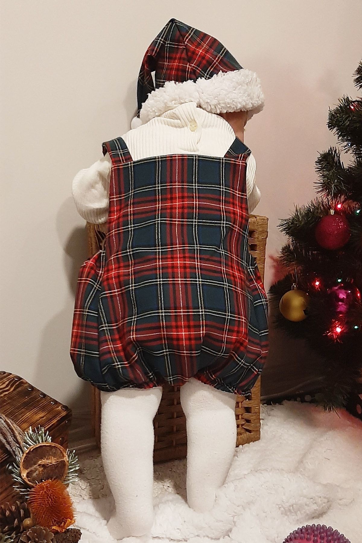 Ensemble short de Noël pour bébé, combinaison et chapeau, variante 0-3 ans