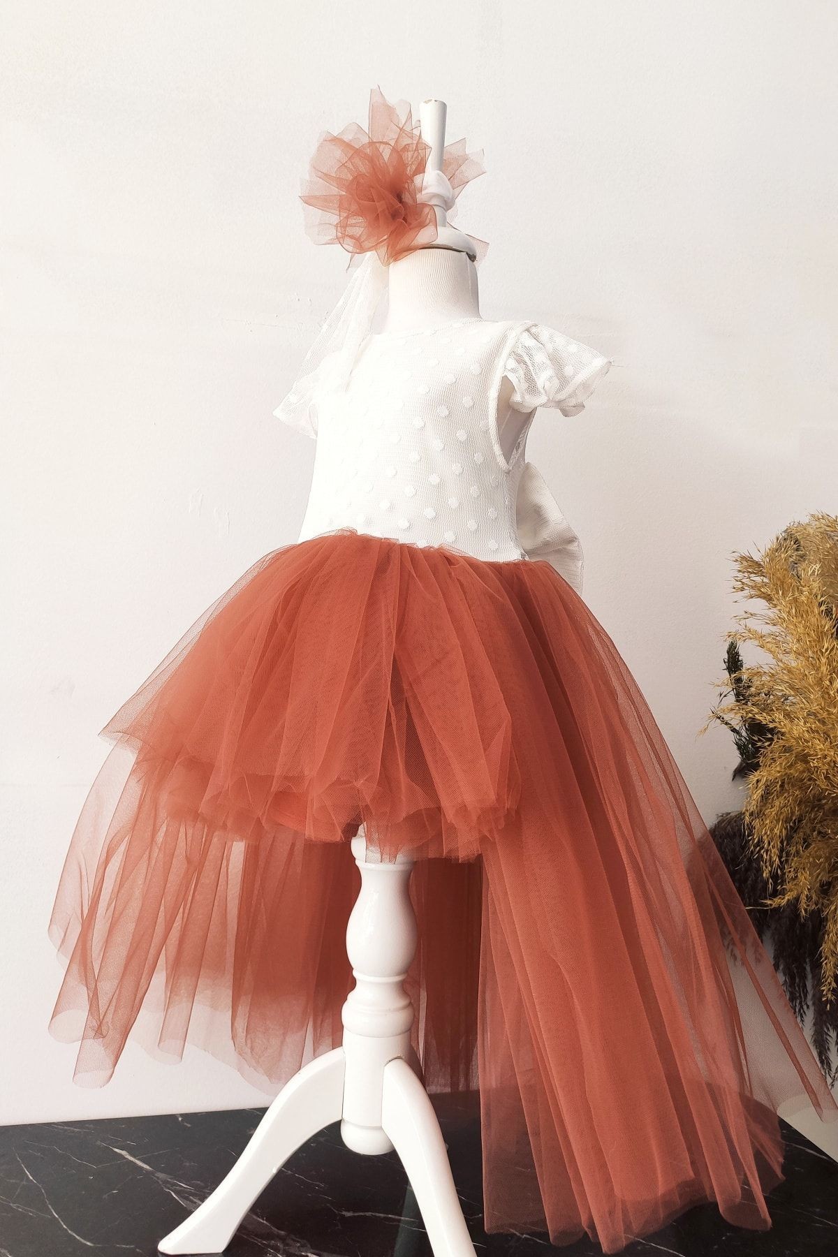 Ensemble robe d'anniversaire et bandana pour filles avec nœud Tutu, robe de soirée pour enfants