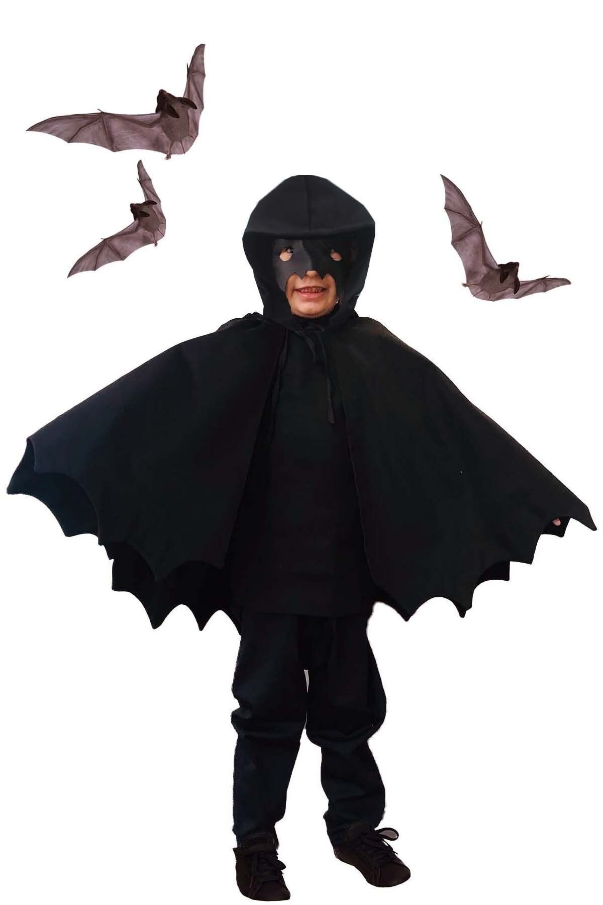 Ensemble cape et masque de chauve-souris à capuche pour enfants d'Halloween, costumes d'Halloween pour enfants