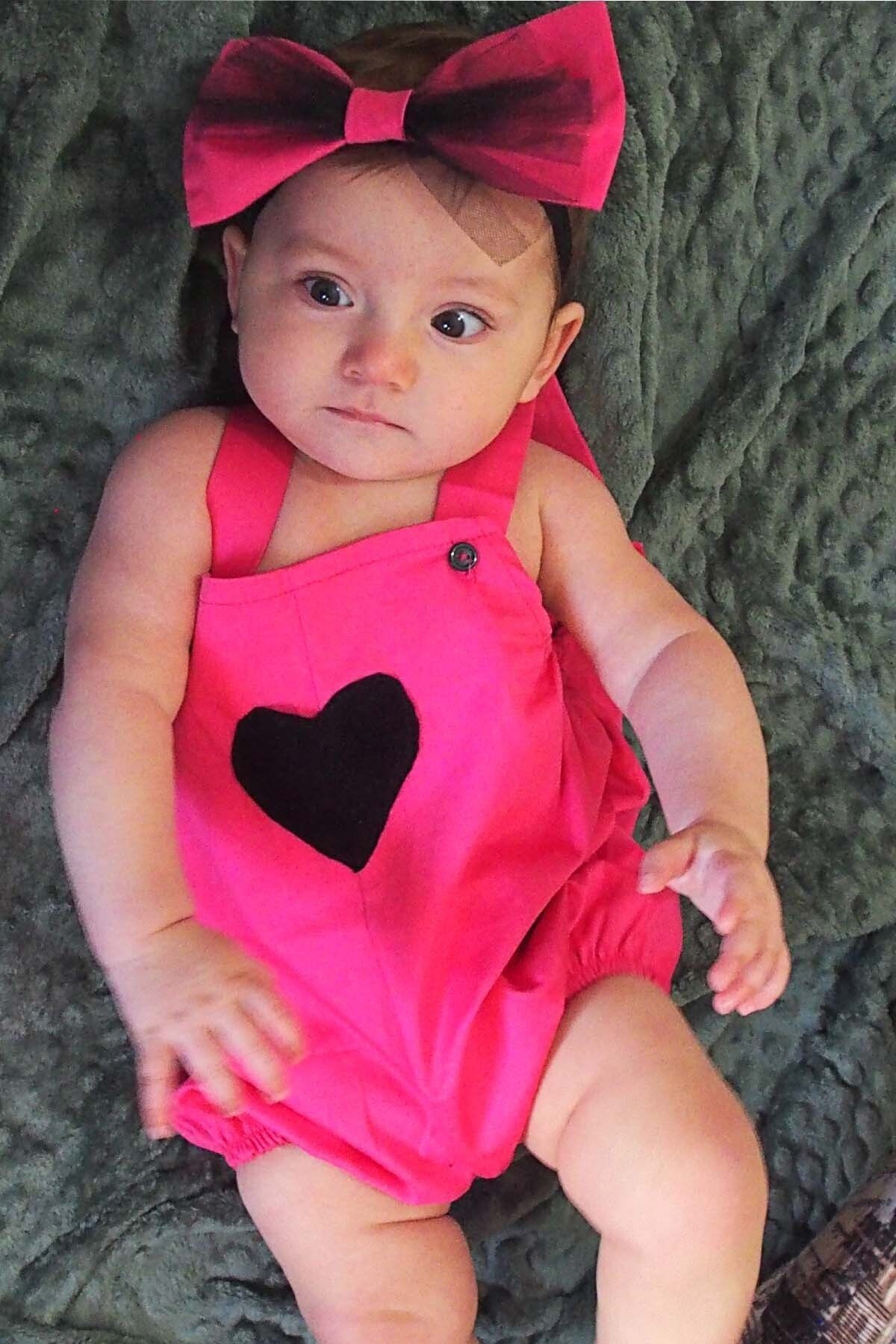 Baby Girl Pink Romper & Bandana Set