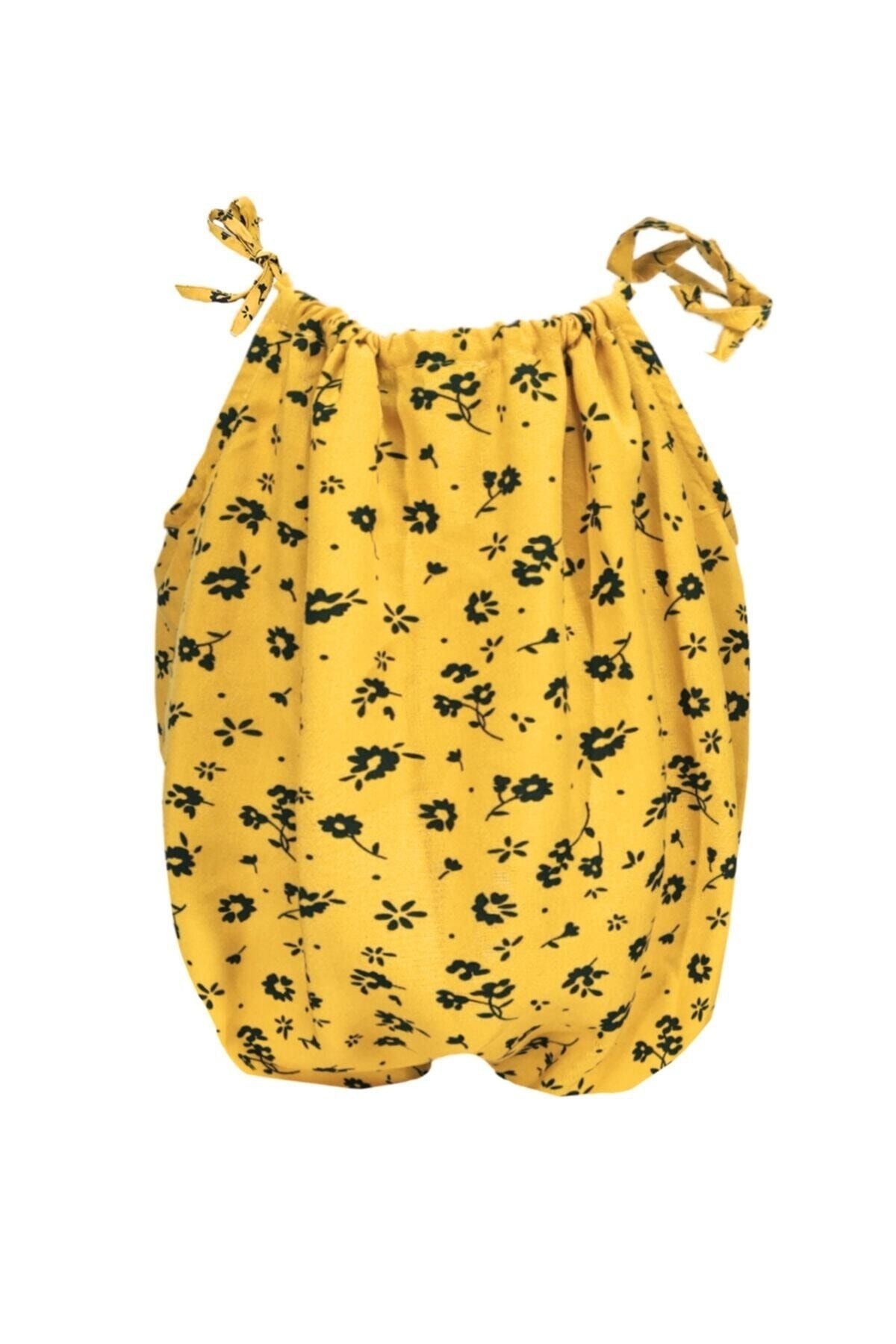 Girls' Baby Patterned Suspender Short Jumpsuit 0-3 Years