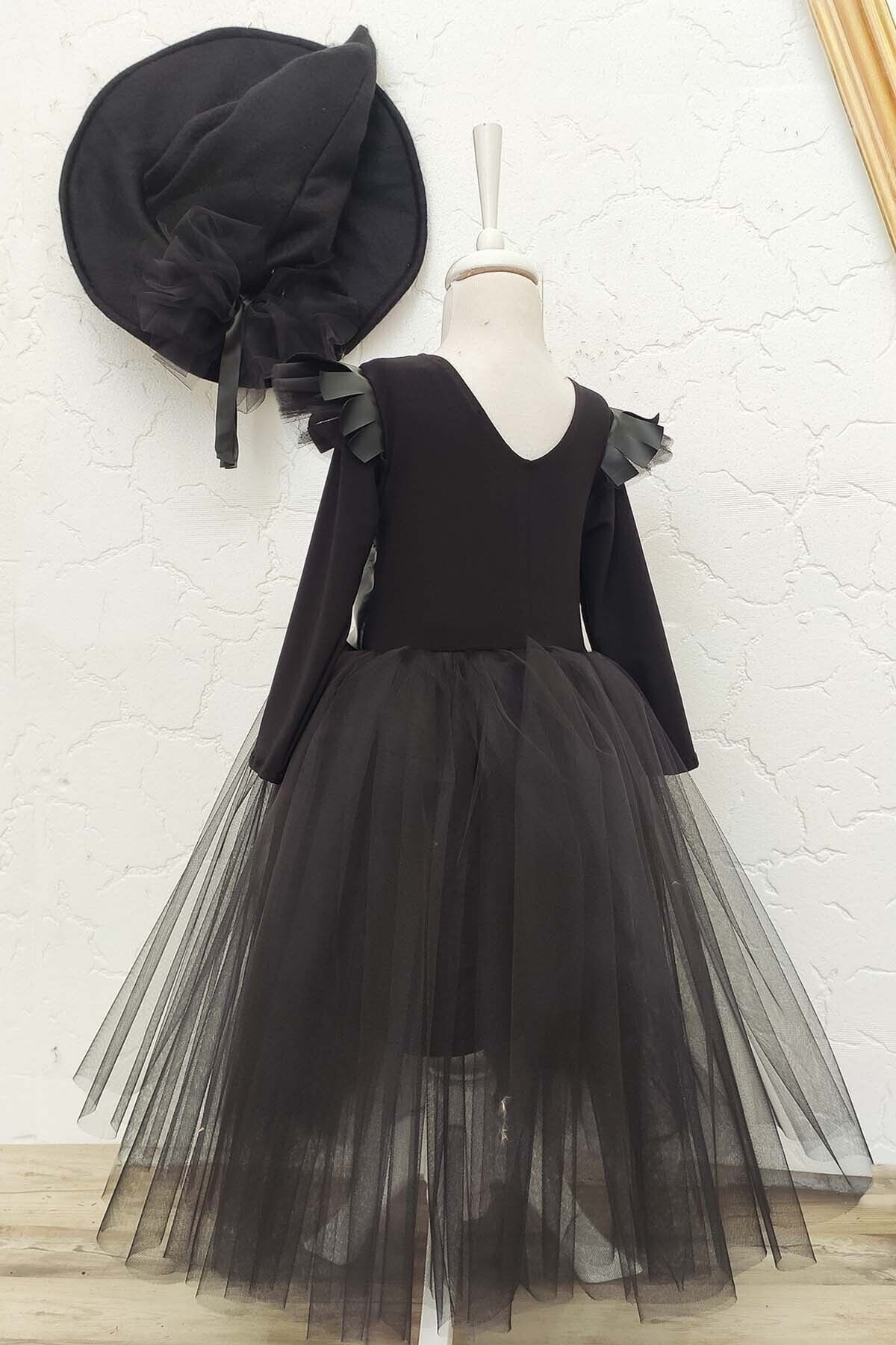 Vestido Gótico de Tul para Niña, Disfraz de Bruja para Halloween