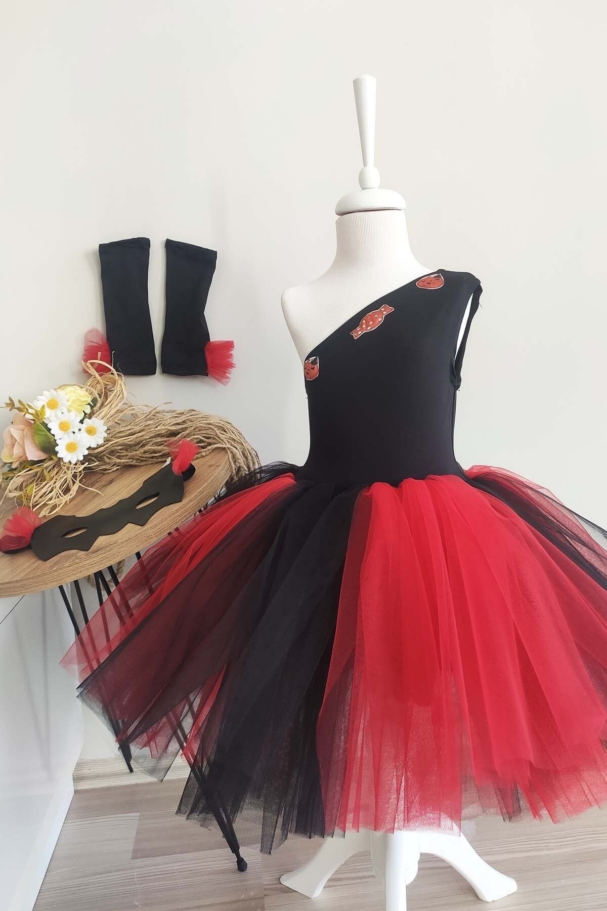 One-Shoulder Halloween-Kleid für Mädchen, 3er Set, Geburtstagskleid