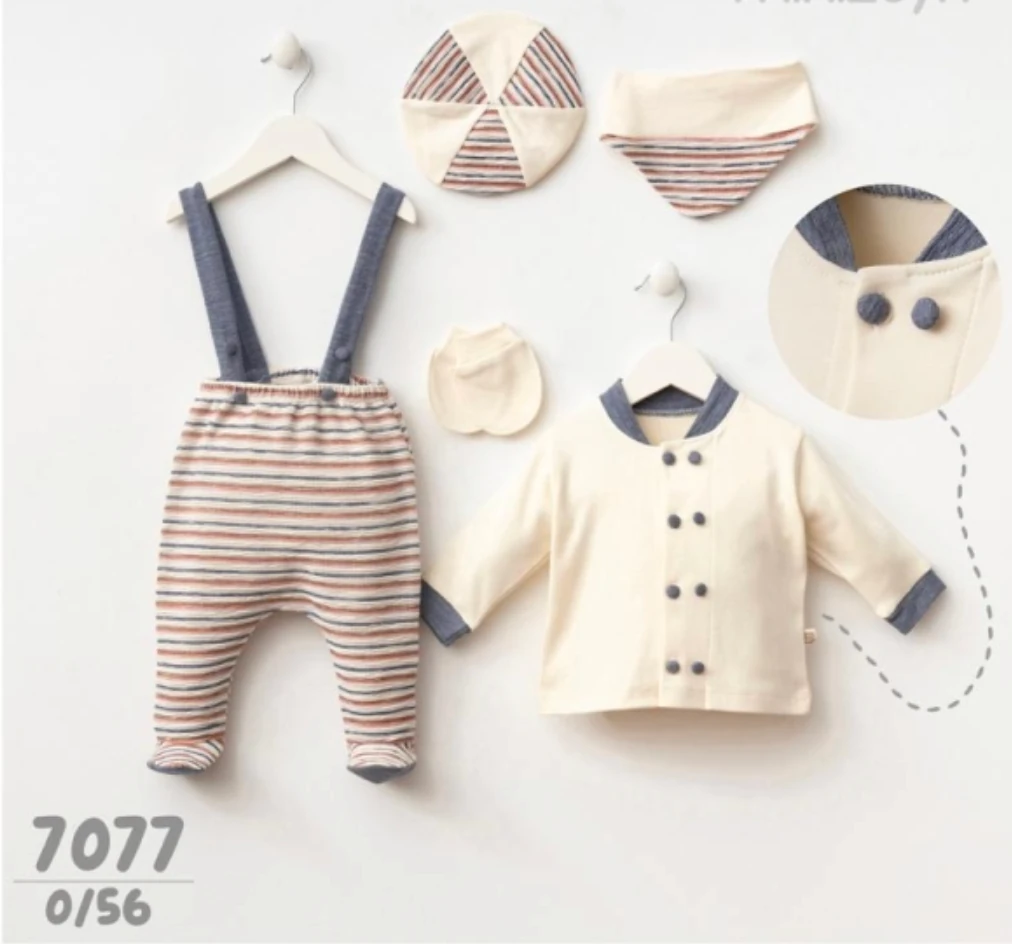 Erkek Bebek 0-3 Ay Askılı 5'li Yenidoğan Set