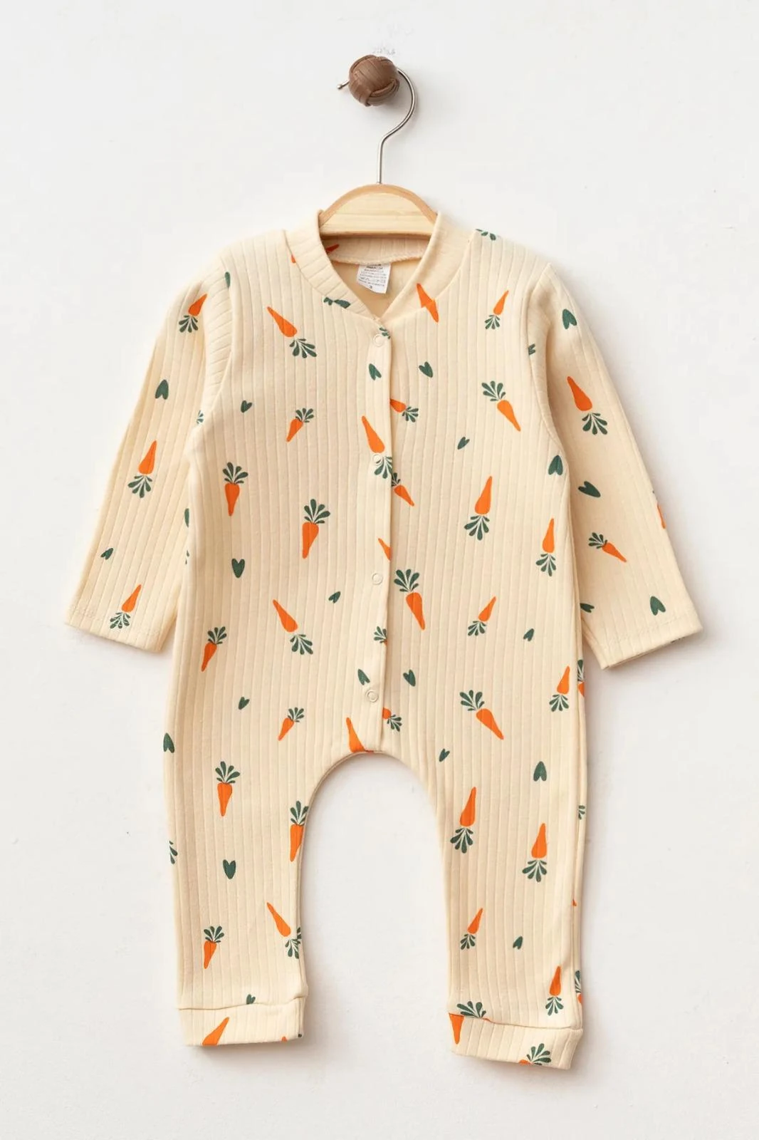 Havuç Baskılı Unisex Bebek 3-6-9 Ay Tulum