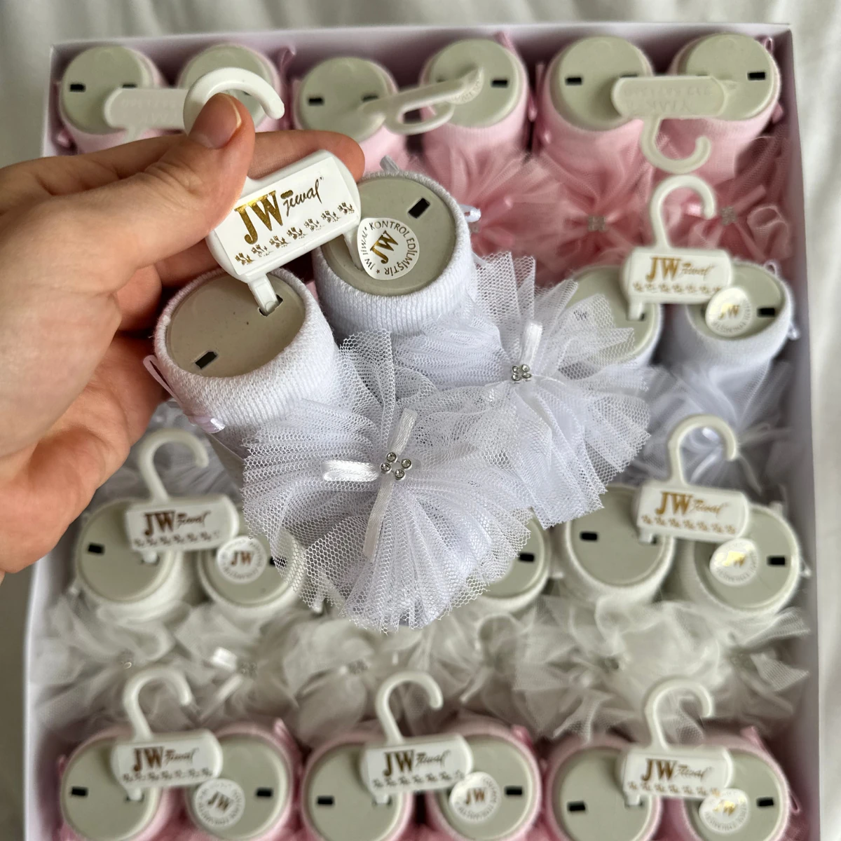 Kız Bebek Tüllü Beyaz Çorap 0-3 Ay