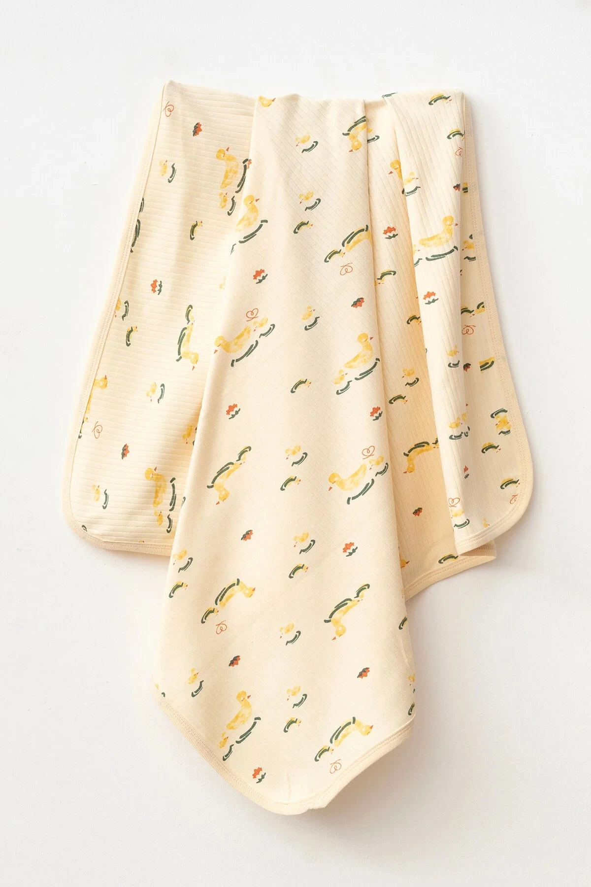 Ördek Desenli Pamuklu 80x90 Cm Tek Kat Penye Bebek Battaniye