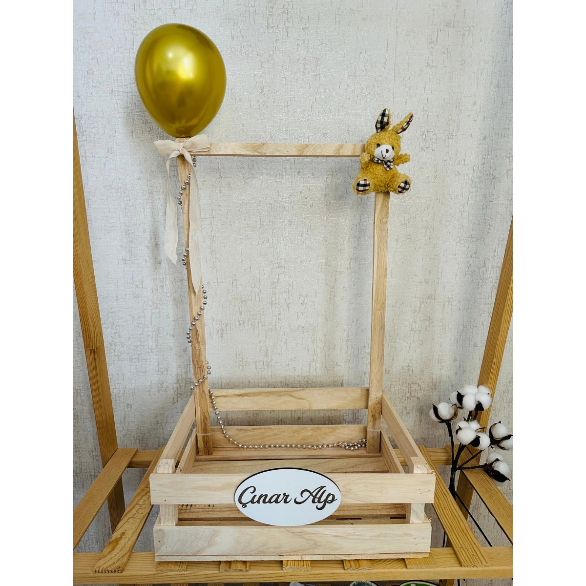 Kişiye Özel Ahşap Yenidoğan, Doğum Günü Bebek Hediye Sepeti