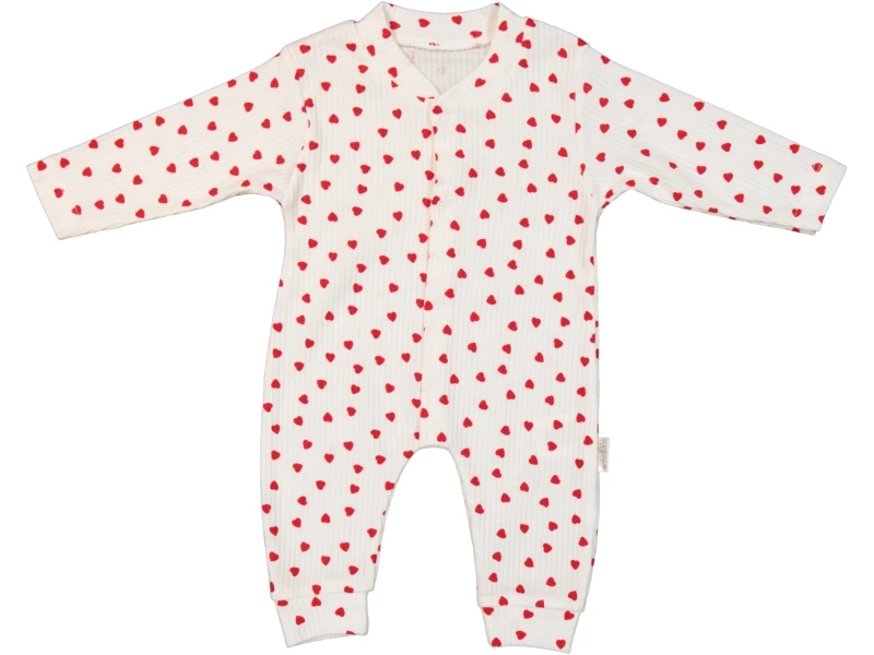 Kalp Desenli Kız Bebek Tulum 