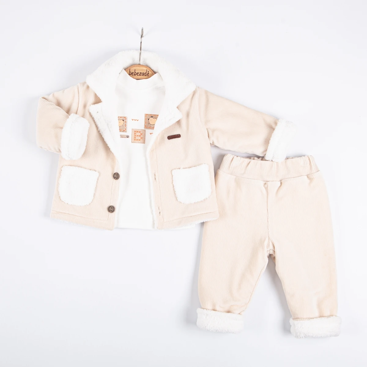Erkek Bebek Mirava 3'lü Kadife Takım