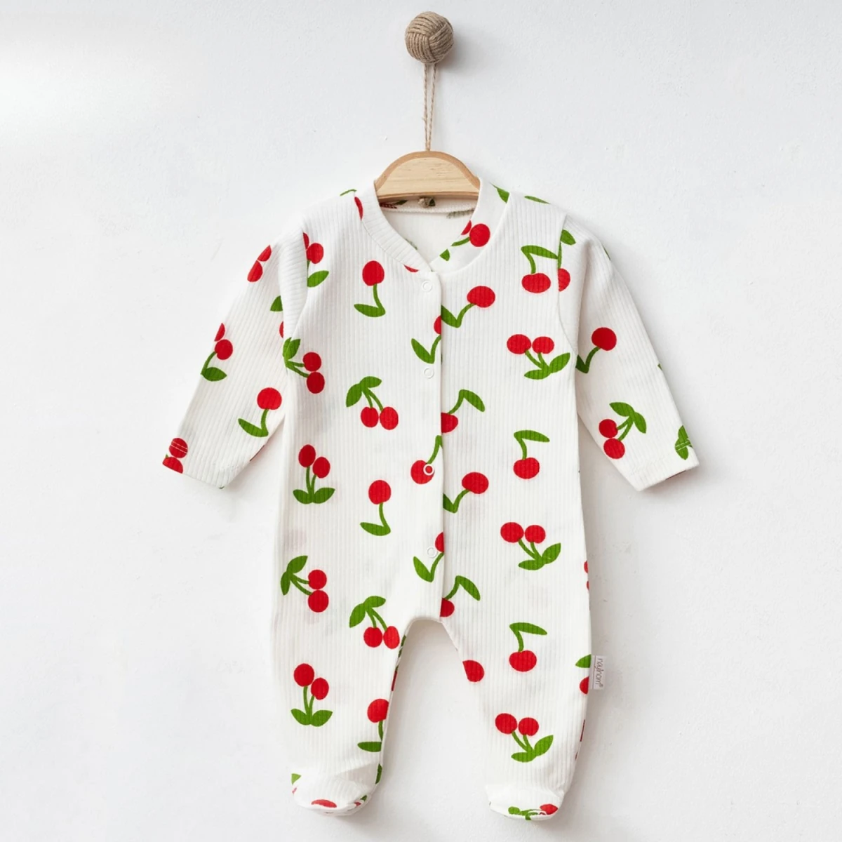 Kiraz Desenli Kız Bebek Tulum 