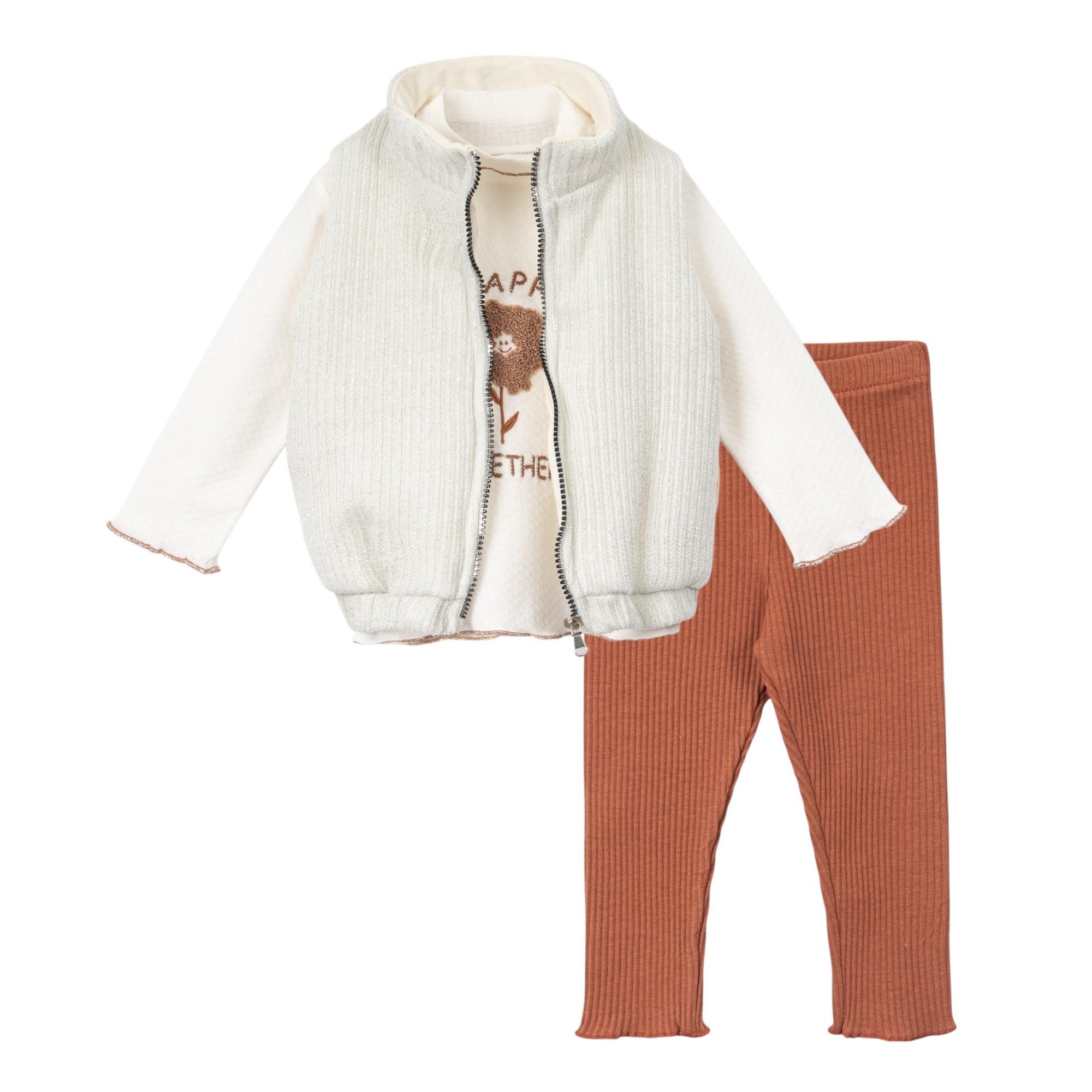 Star Şişme Yelekli Kız Bebek 3'lü Takım - Krem