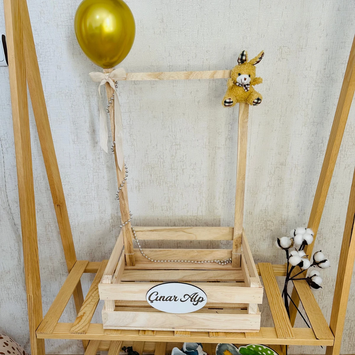 Kişiye Özel Ahşap Yenidoğan, Doğum Günü Bebek Hediye Sepeti