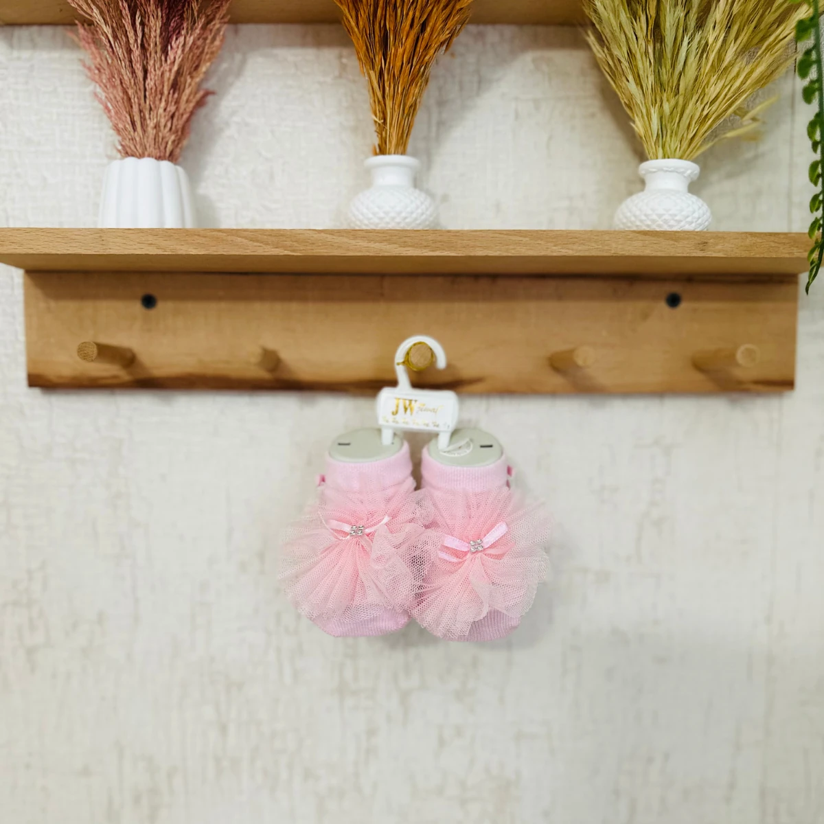 Kız Bebek Tüllü Pembe Çorap 0-3 Ay