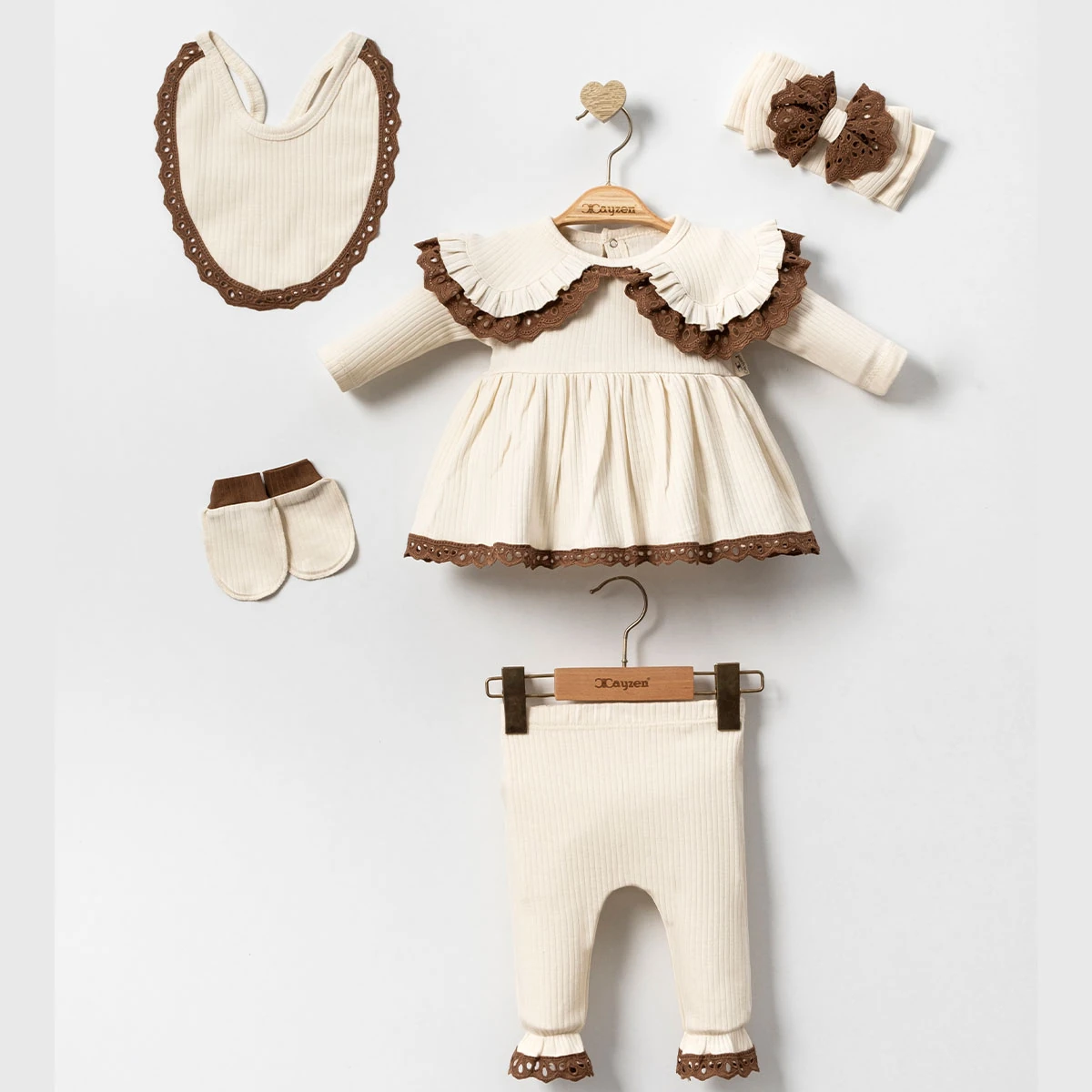 Kız Bebek 0-3 Ay Adel 5'li Set - Hastane Çıkış Seti