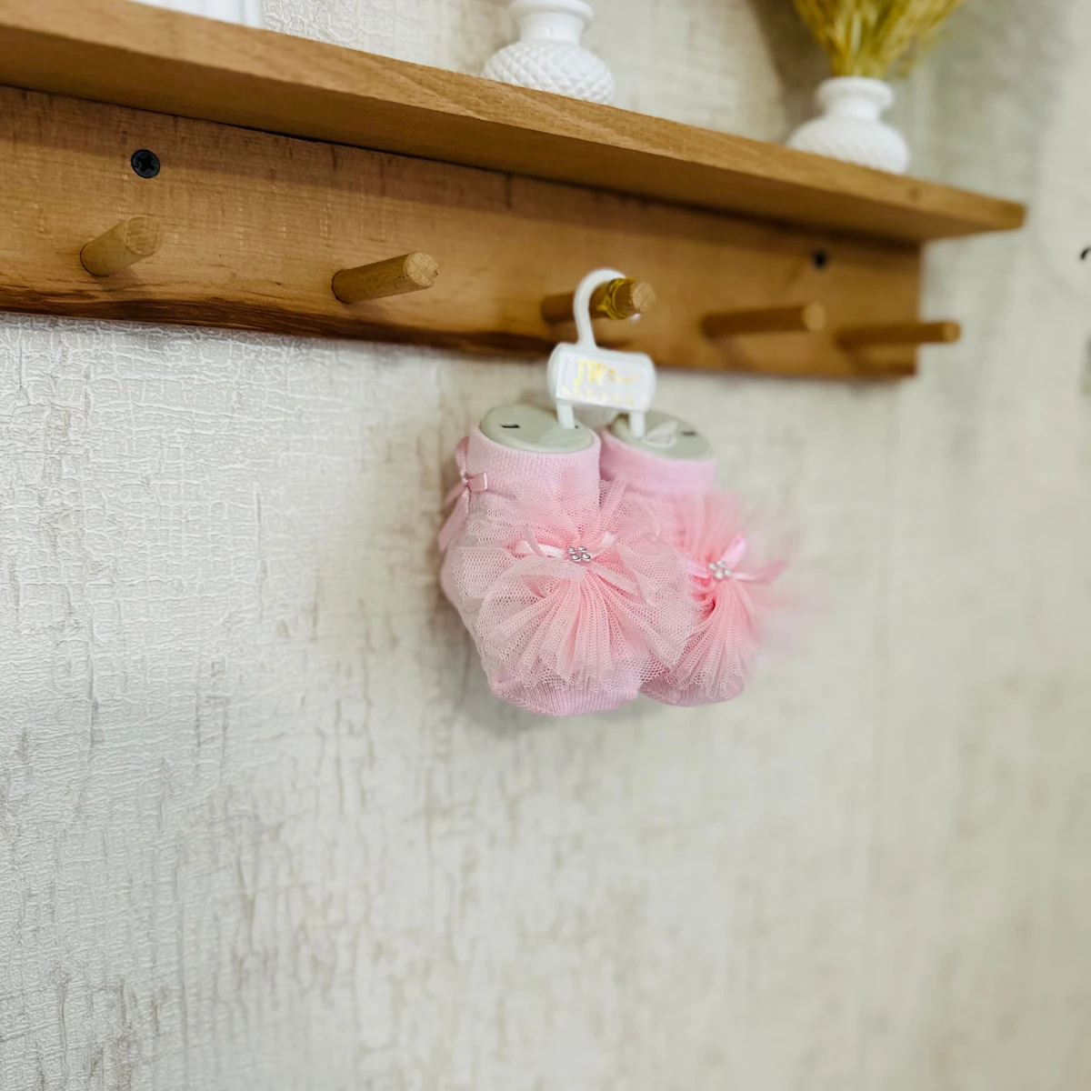 Kız Bebek Tüllü Pembe Çorap 0-3 Ay