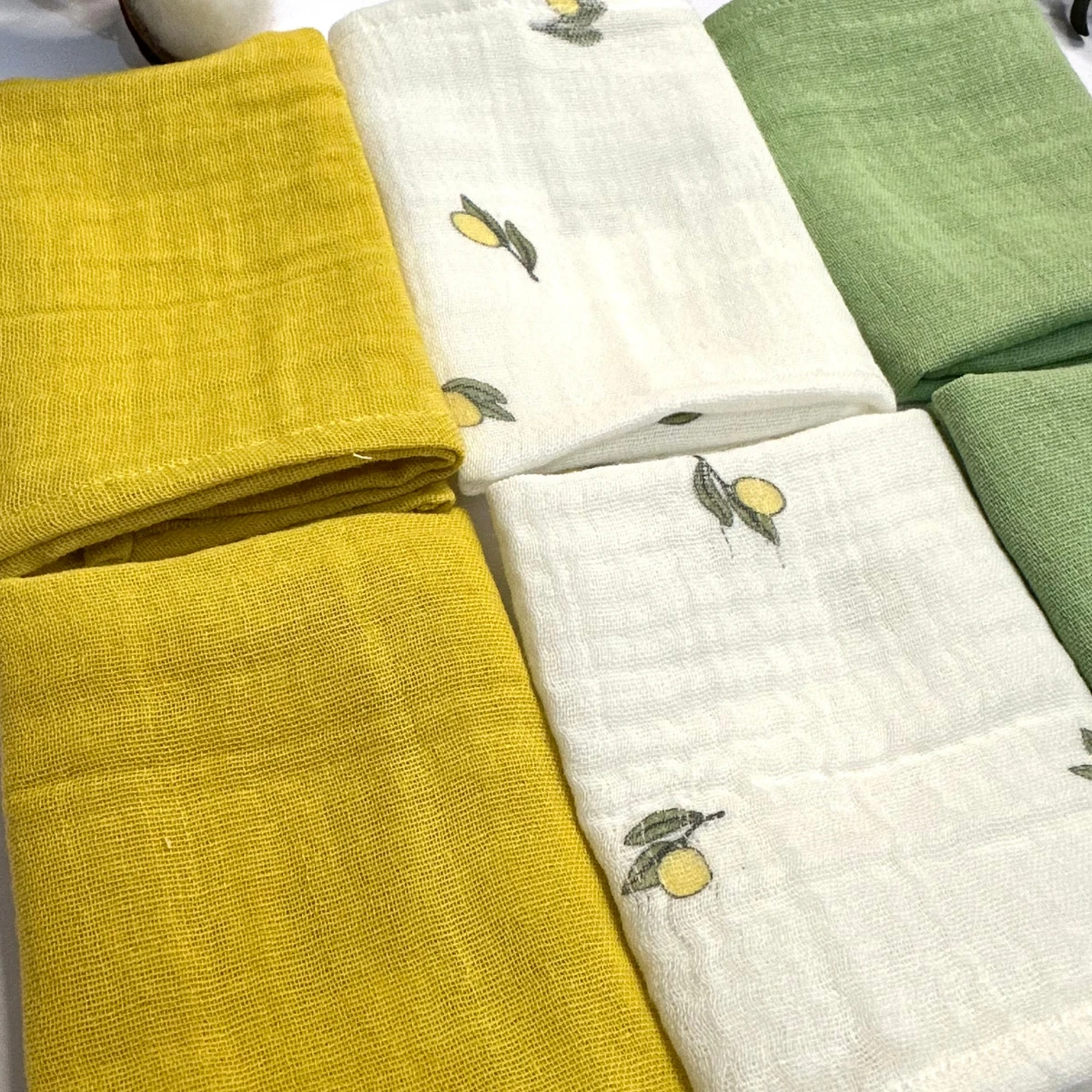 6'lı Desenli Organik Müslin Bebek Ağız Mendili %100 Pamuk, Ter Bezi, Omuz Bezi  (22x23 cm)