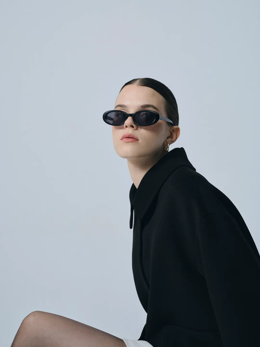 Bebe Yaka Kaşmir Kısa Kaban Siyah