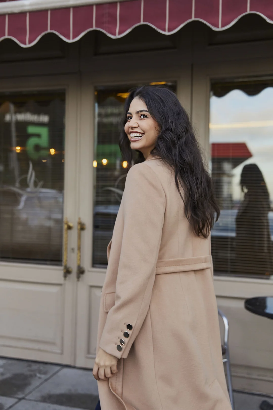 Gold Detaylı Kruvaze Kaban Camel