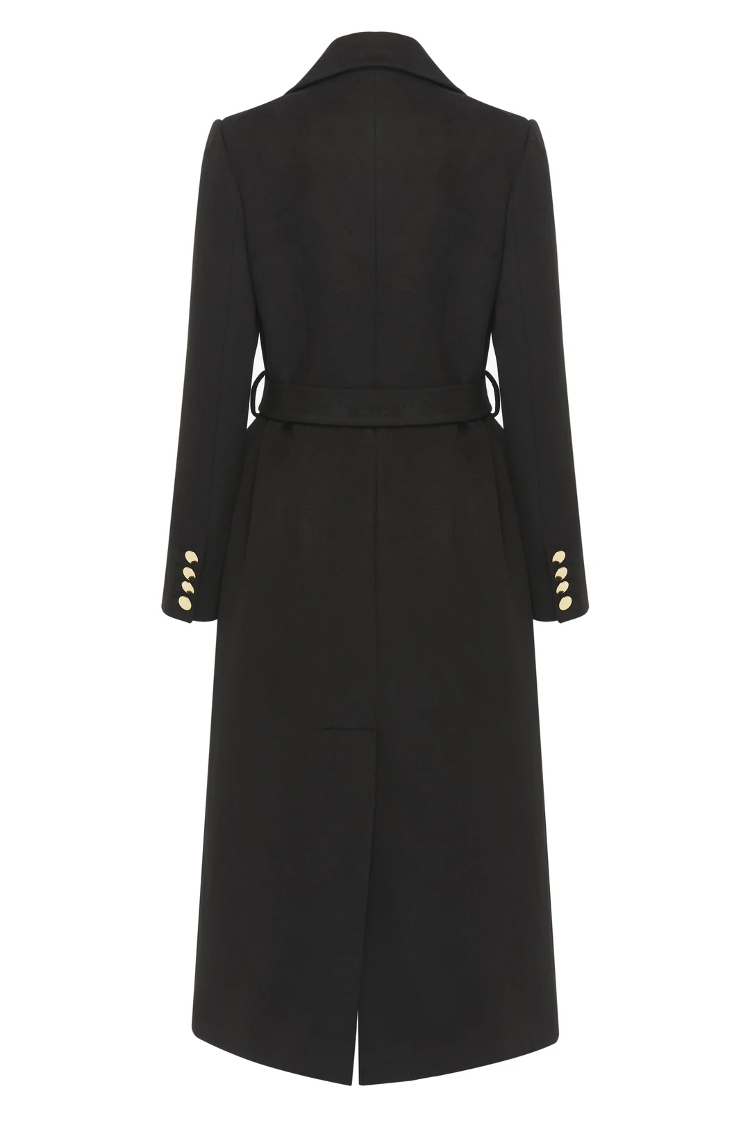 Gold Detaylı Kruvaze Kaban Siyah