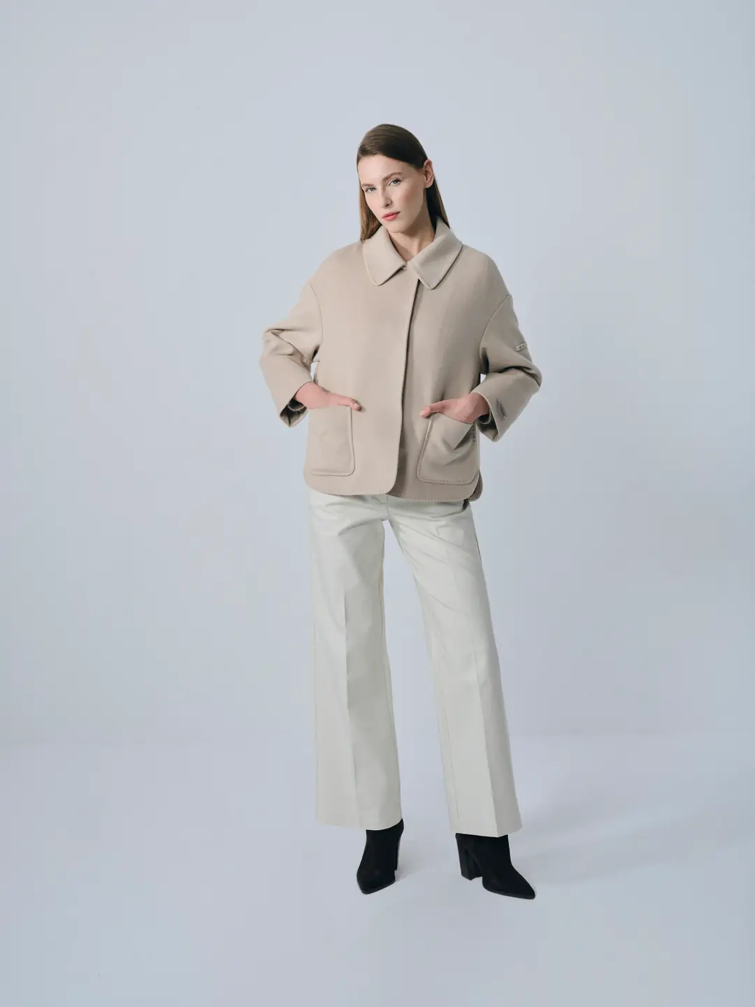 Bebe Yaka Kaşmir Kısa Kaban Taş