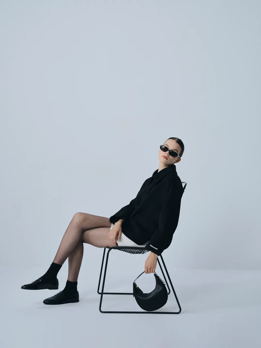 Bebe Yaka Kaşmir Kısa Kaban Siyah