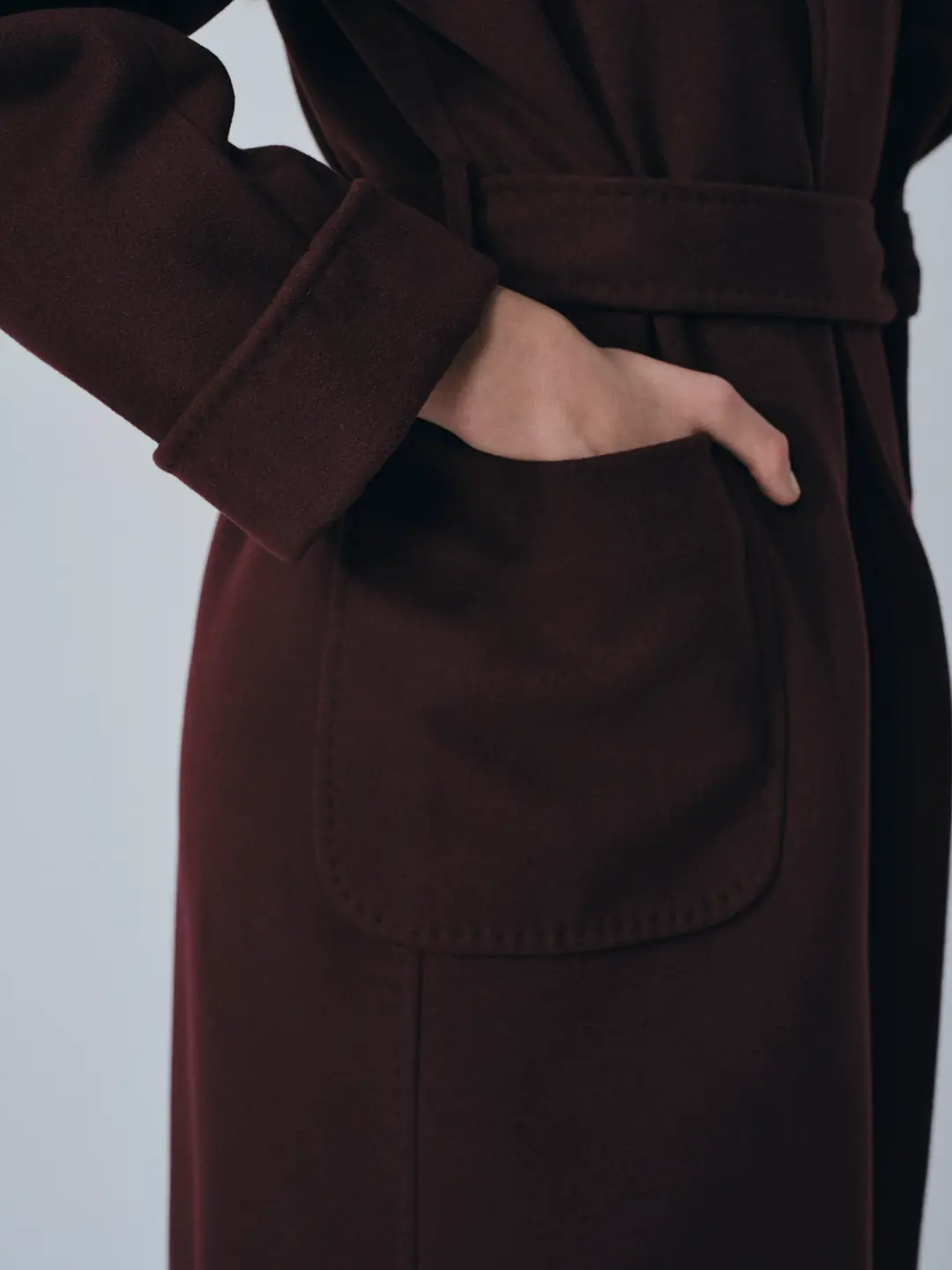 Broşlu Geniş Cepli Oversize Kaban Bordo