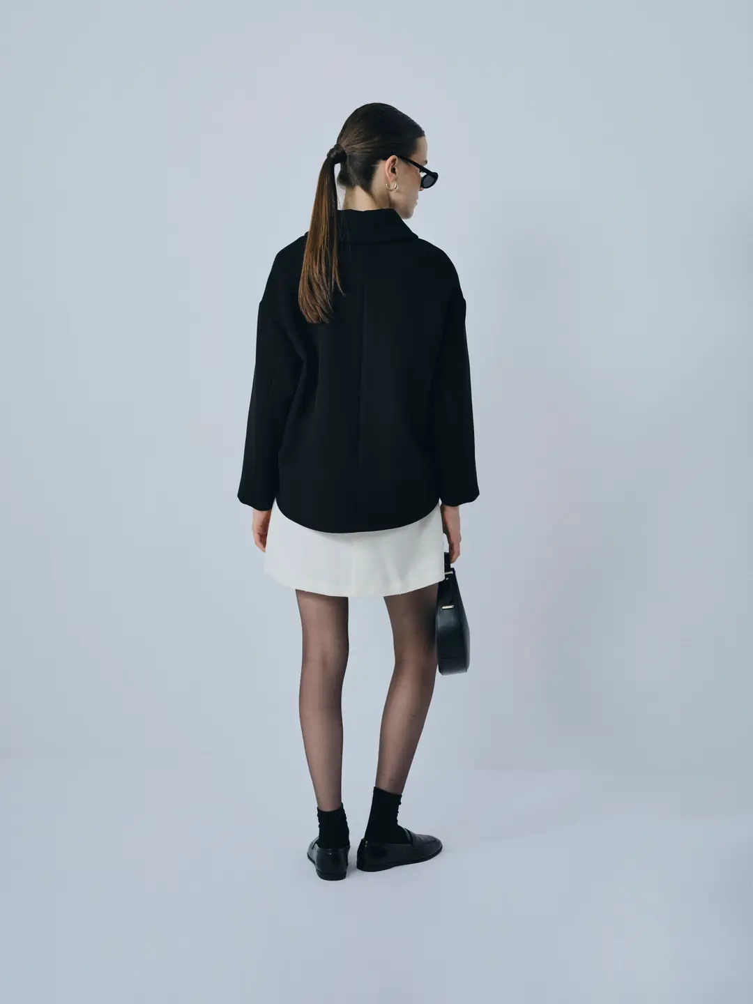 Bebe Yaka Kaşmir Kısa Kaban Siyah