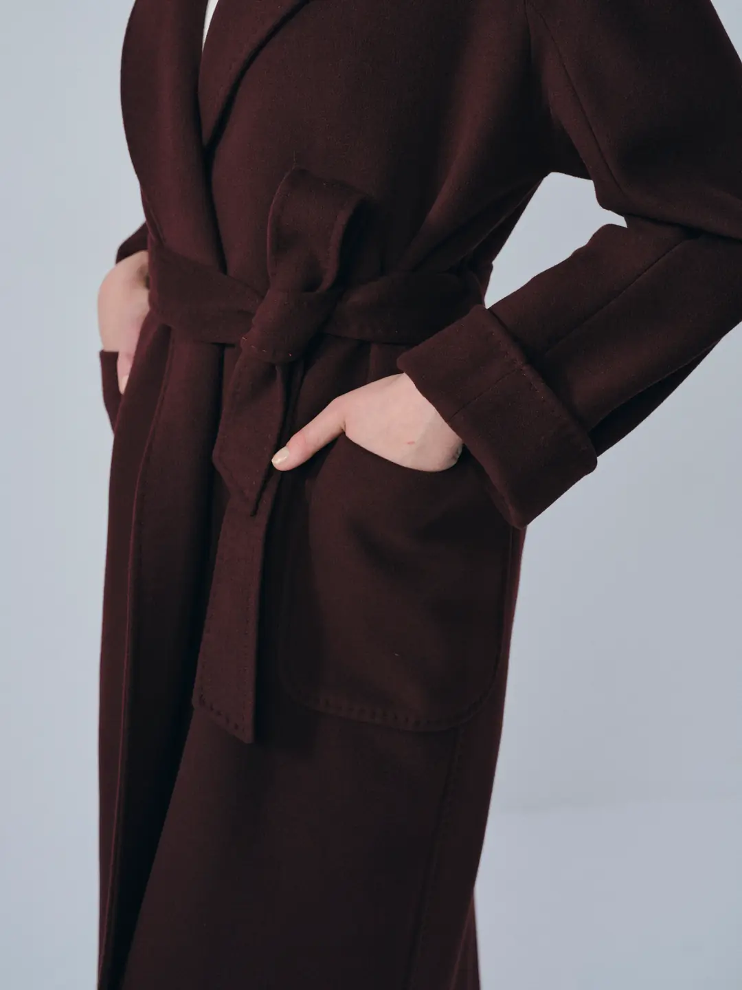 Broşlu Geniş Cepli Oversize Kaban Bordo