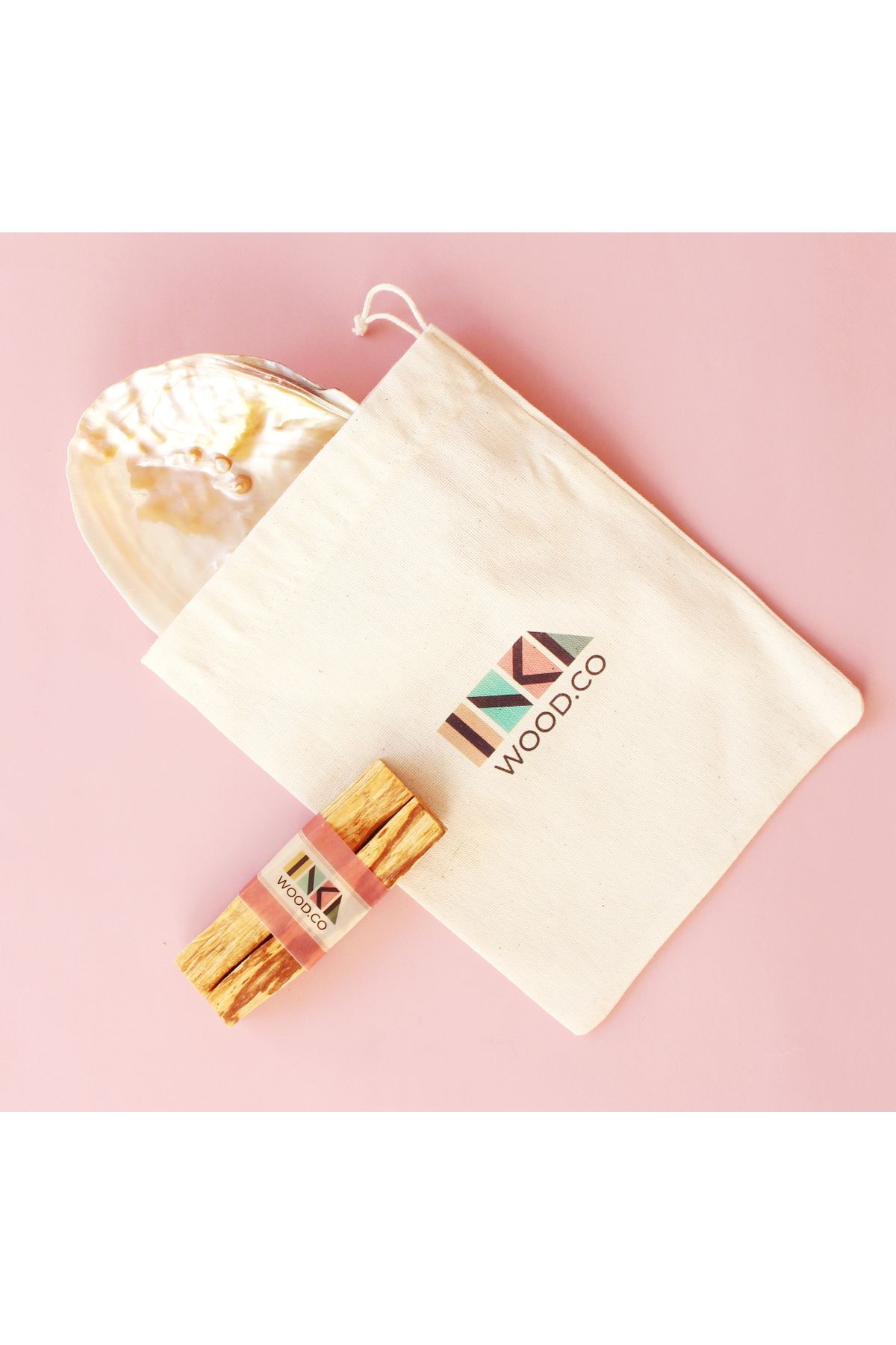 Inka Wood Palo Santo Mini Set - Deniz Kabuğu, Palo Santo Tütsü, Konik Tütsü, Bez Kese