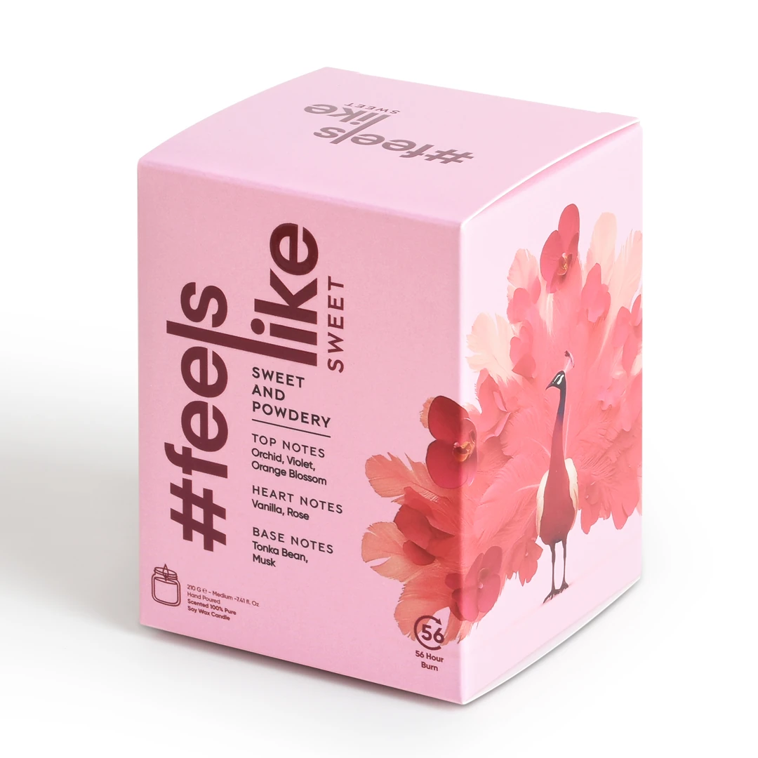 #feelslike Sweet  - Gül, Vanilya ve Pudra Kokulu %100 Soya Wax Mum - 210 ML