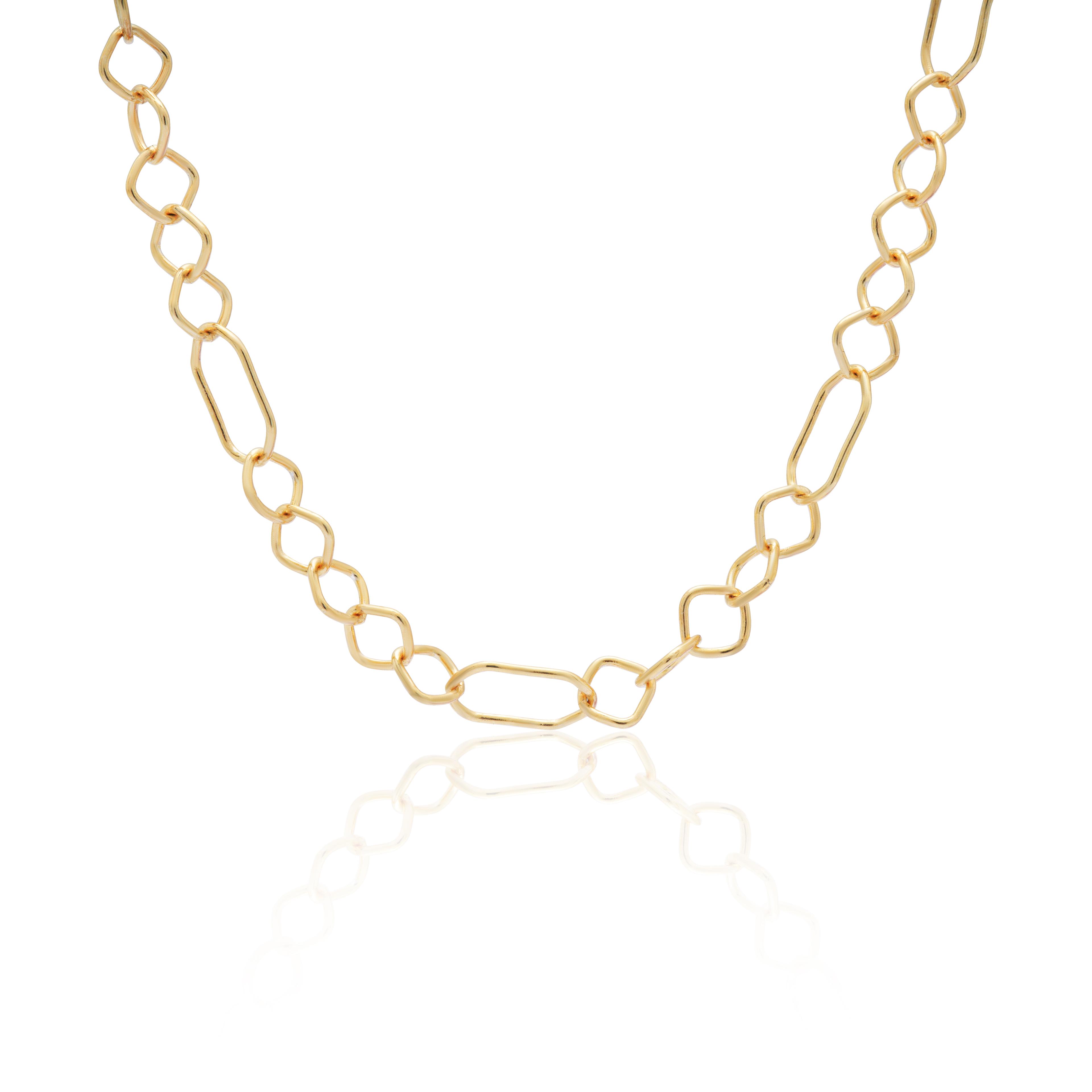 Shapes - 925 Ayar Gümüş Gold Renk Choker Kolye
