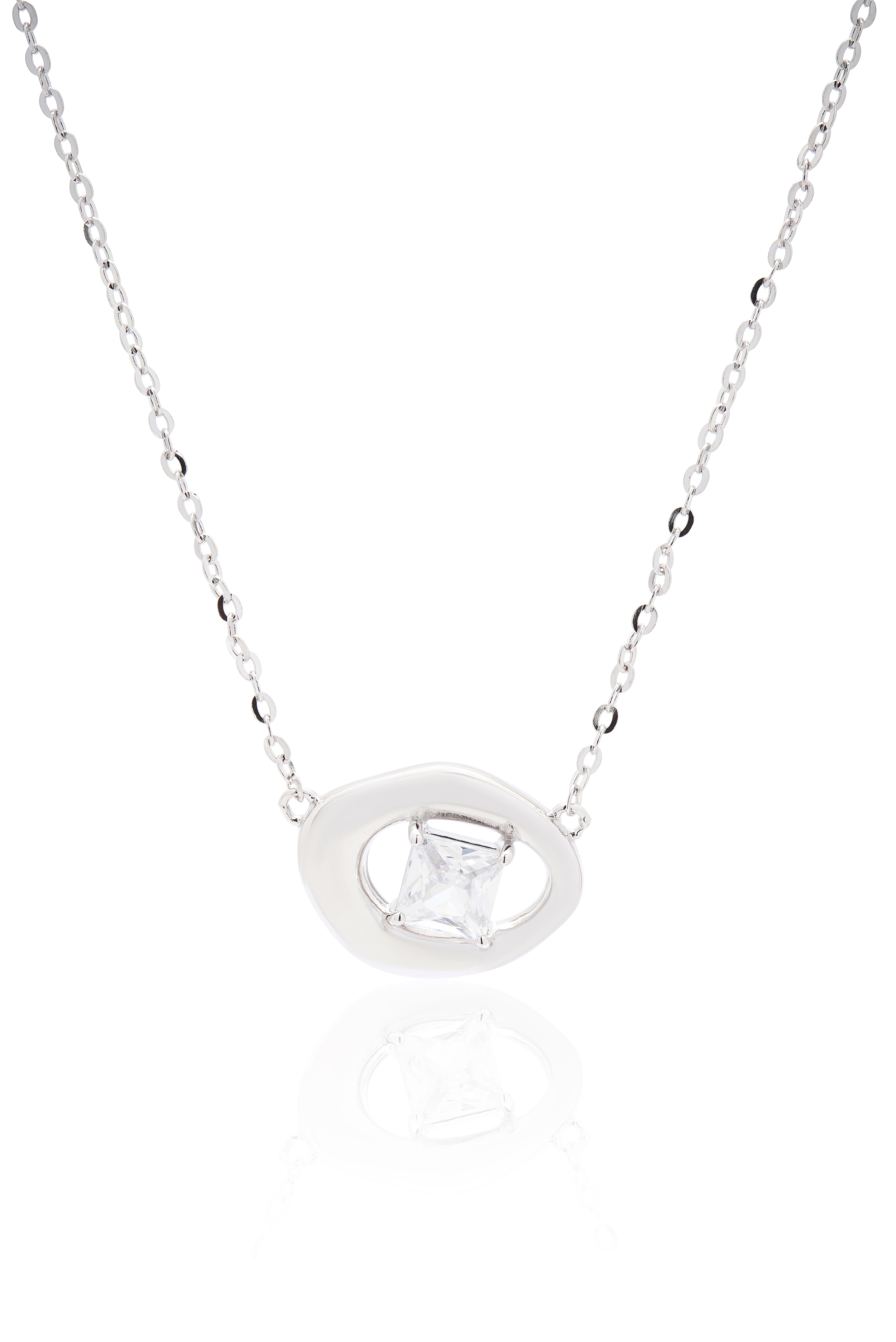 Come to Me - 925 Ayar Gümüş Tek Taşlı Kolye - Rhodium