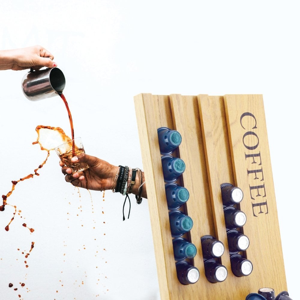 Nespresso Kapsül Kahve Standı Amerikan Meşe Ahşap