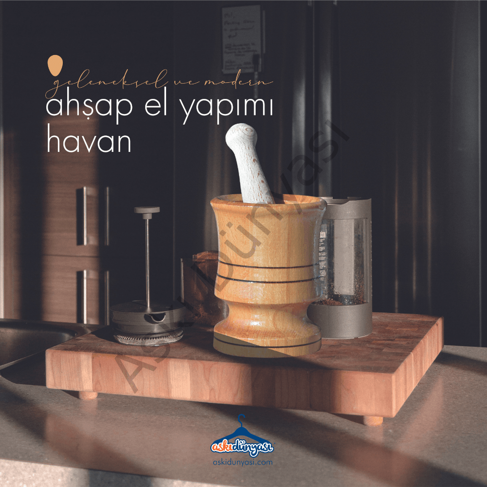 Ahşap El Yapımı Havan 9x6 cm