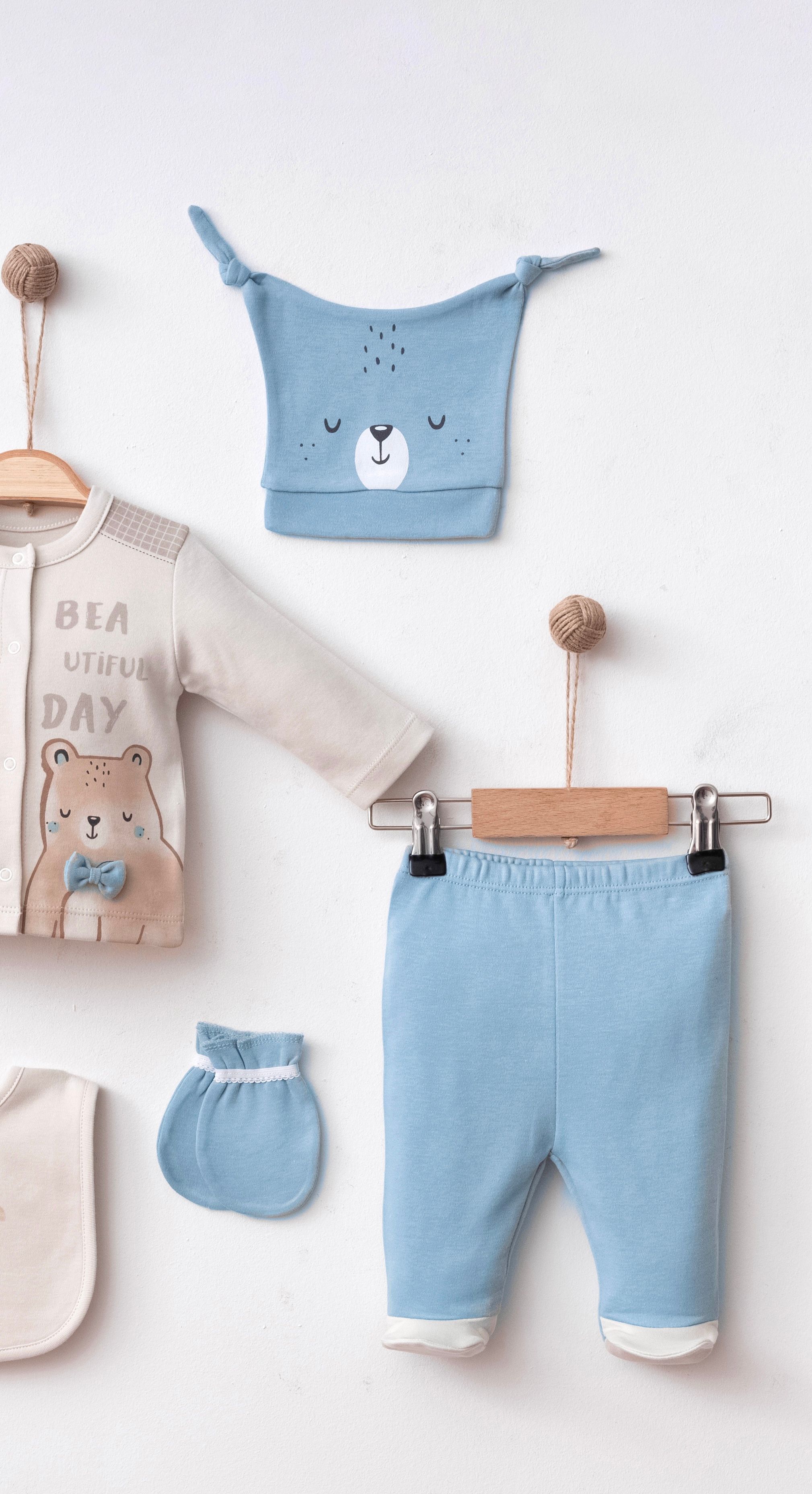 Erkek Bebek Blue Bear Day 5'li Set