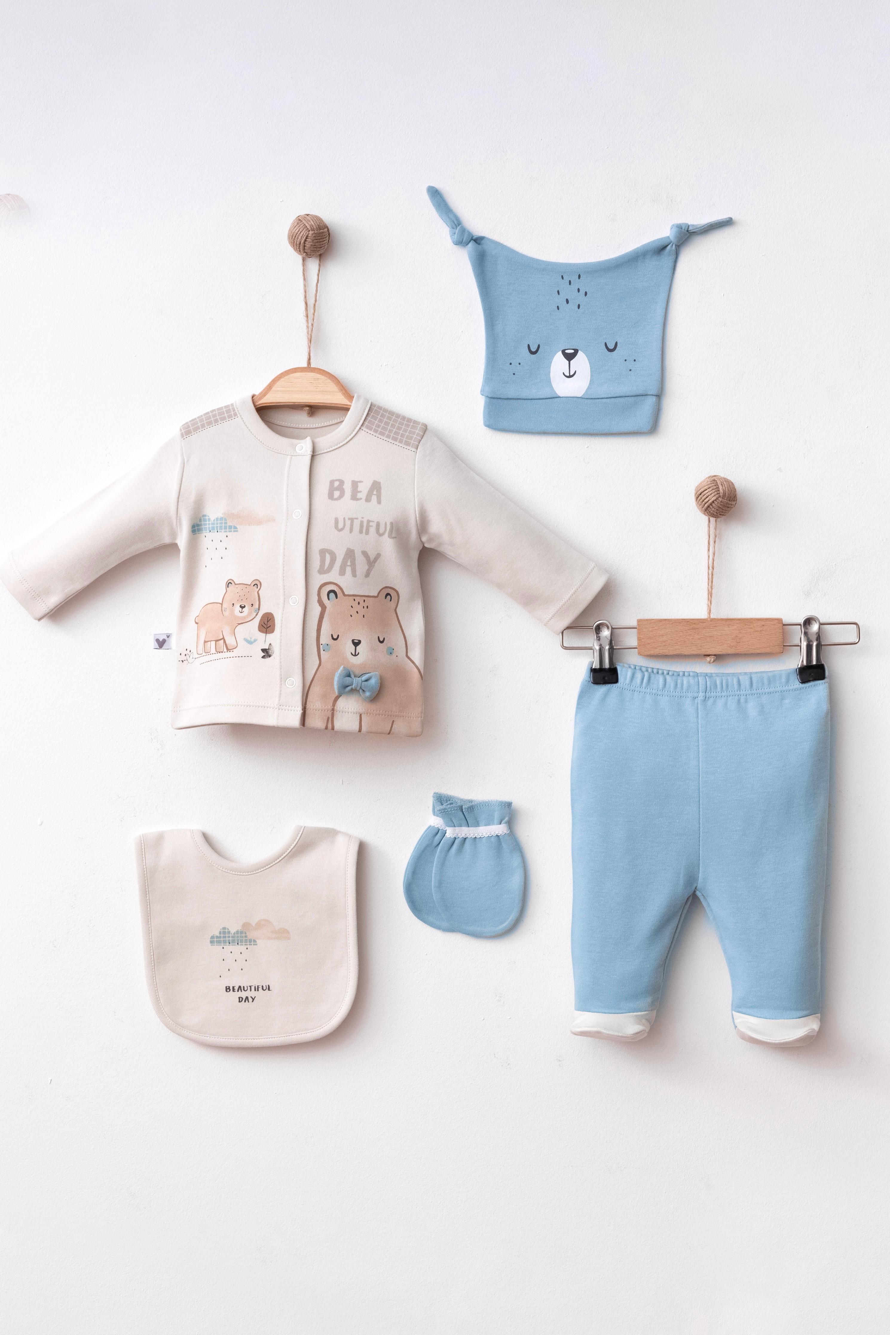 Erkek Bebek Blue Bear Day 5'li Set