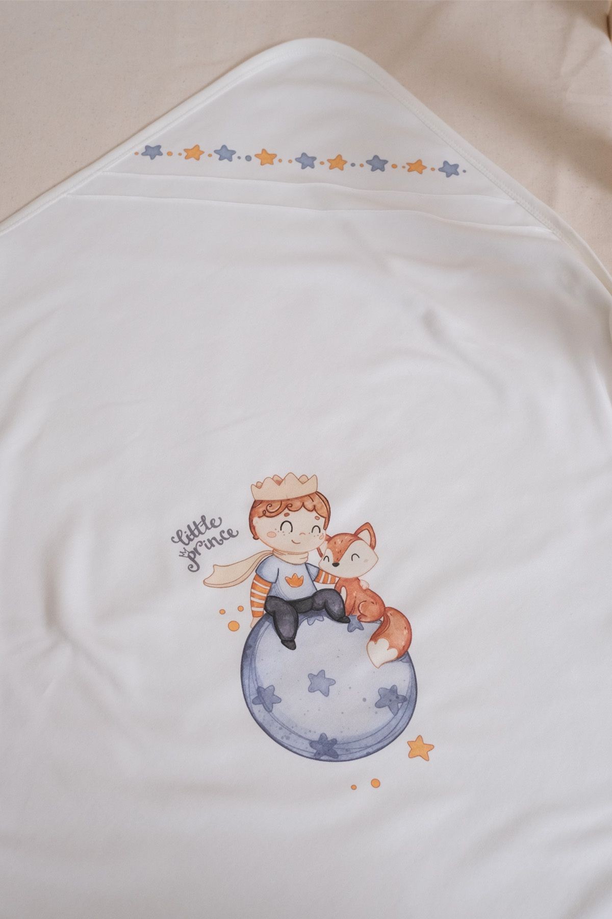 Erkek Bebek Küçük Prens Baskılı %100 Pamuklu Battaniye 85x90 cm Çift Katlı