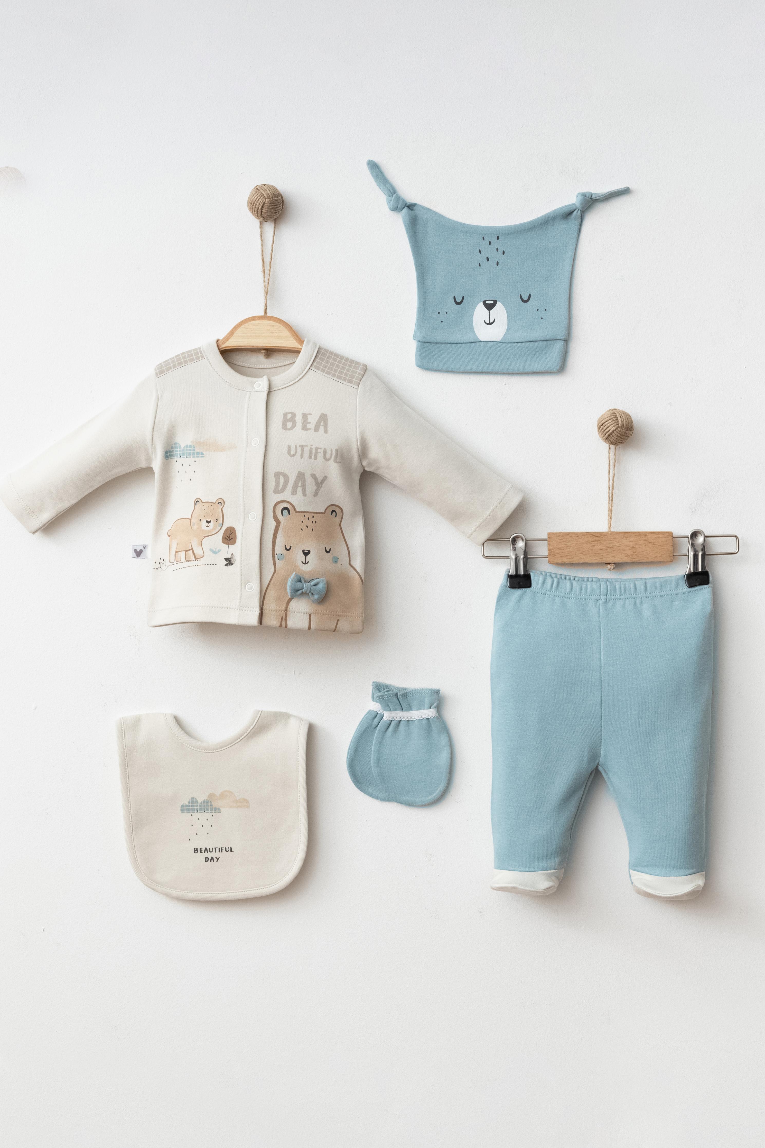 Erkek Bebek Blue Bear Day 5'li Set