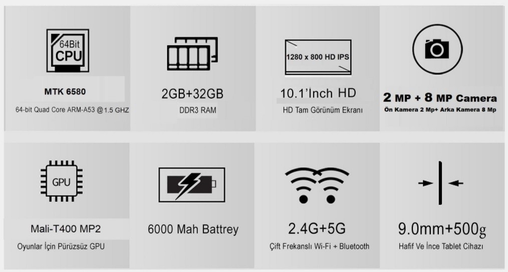 TABLET-OSMART INSPIRE TAB X10 10,1/ISP1280X800 2GB 32GB ADROİD10 BT+WİFİ