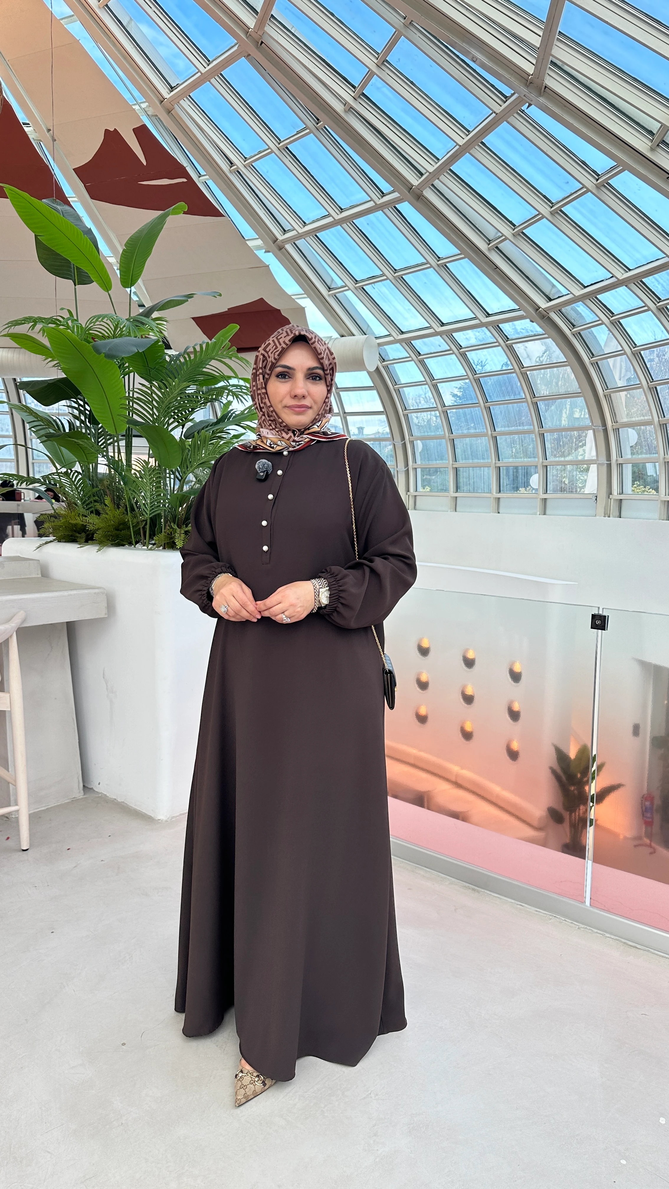 İnci Sahra Elbise Kahverengi