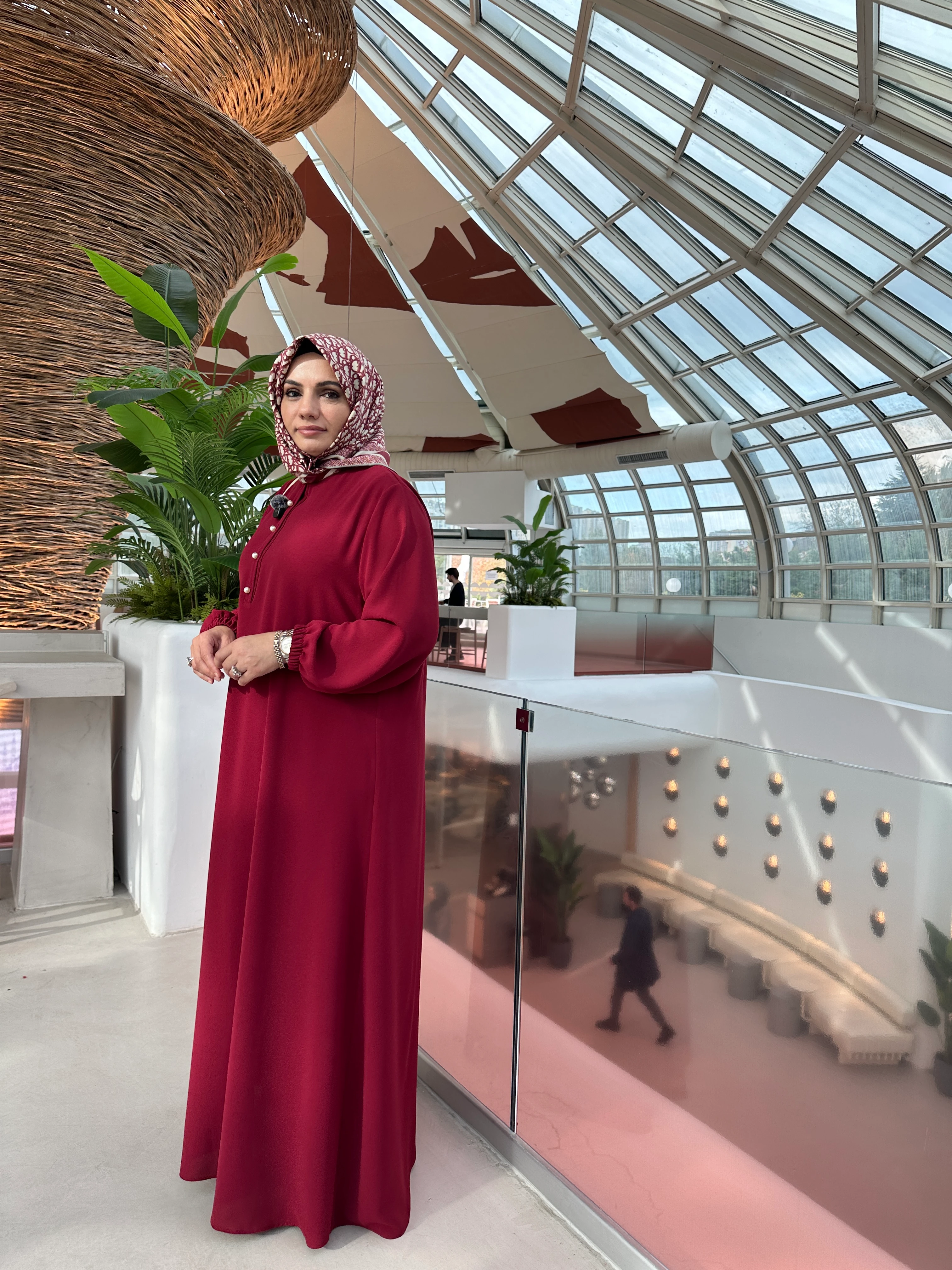 İnci Sahra Elbise Bordo 