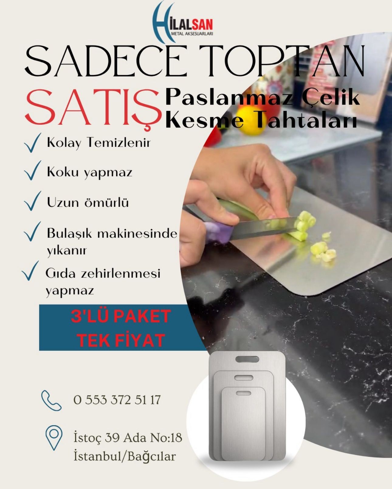 Çelik Kesme Tahtası