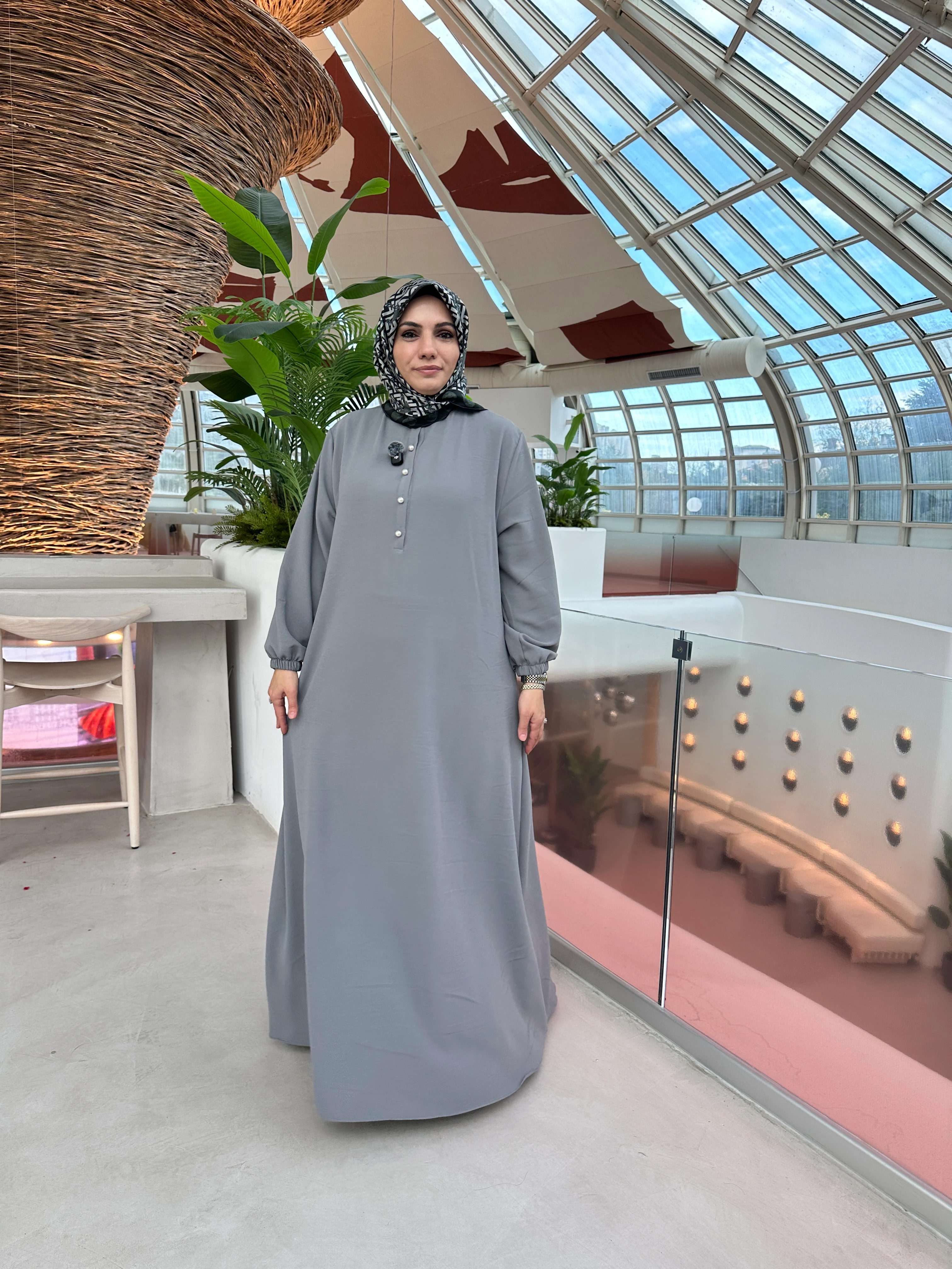 İnci Sahra Elbise Gri