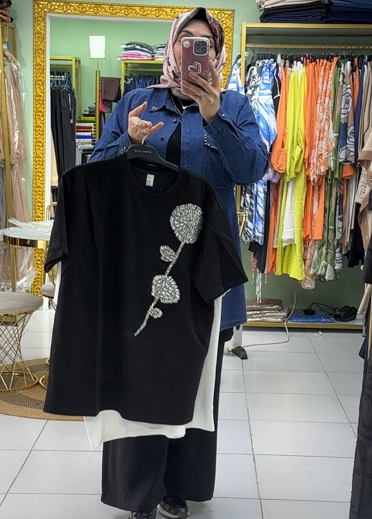 Gül Taş Desenli Tunik